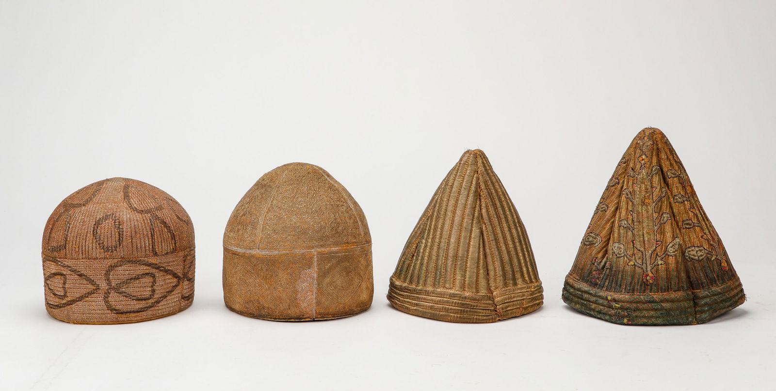 4 Antique Indian Hats, 19th-20th C. (1 of 3)