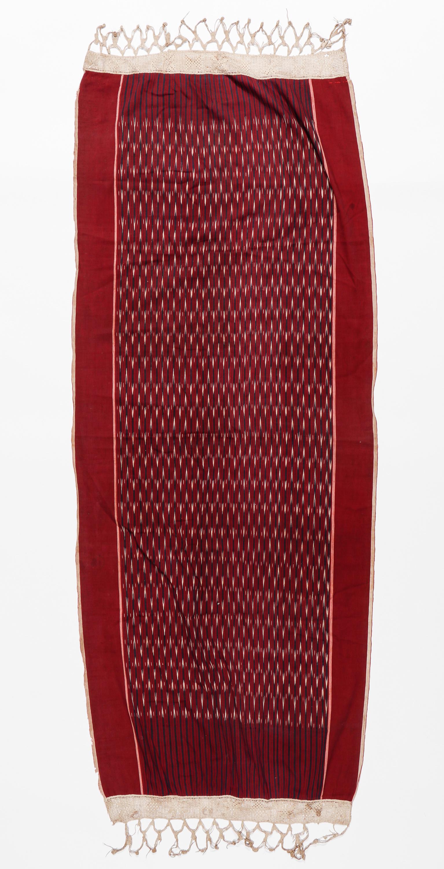 Batak Woman's Shawl, Sumatra, Indonesia: Batak Woman's Shawl, Sumatra, Indonesia. Cotton, silk, ikat. Size: 84'' x 31'' x '' (213 x 79 x cm).