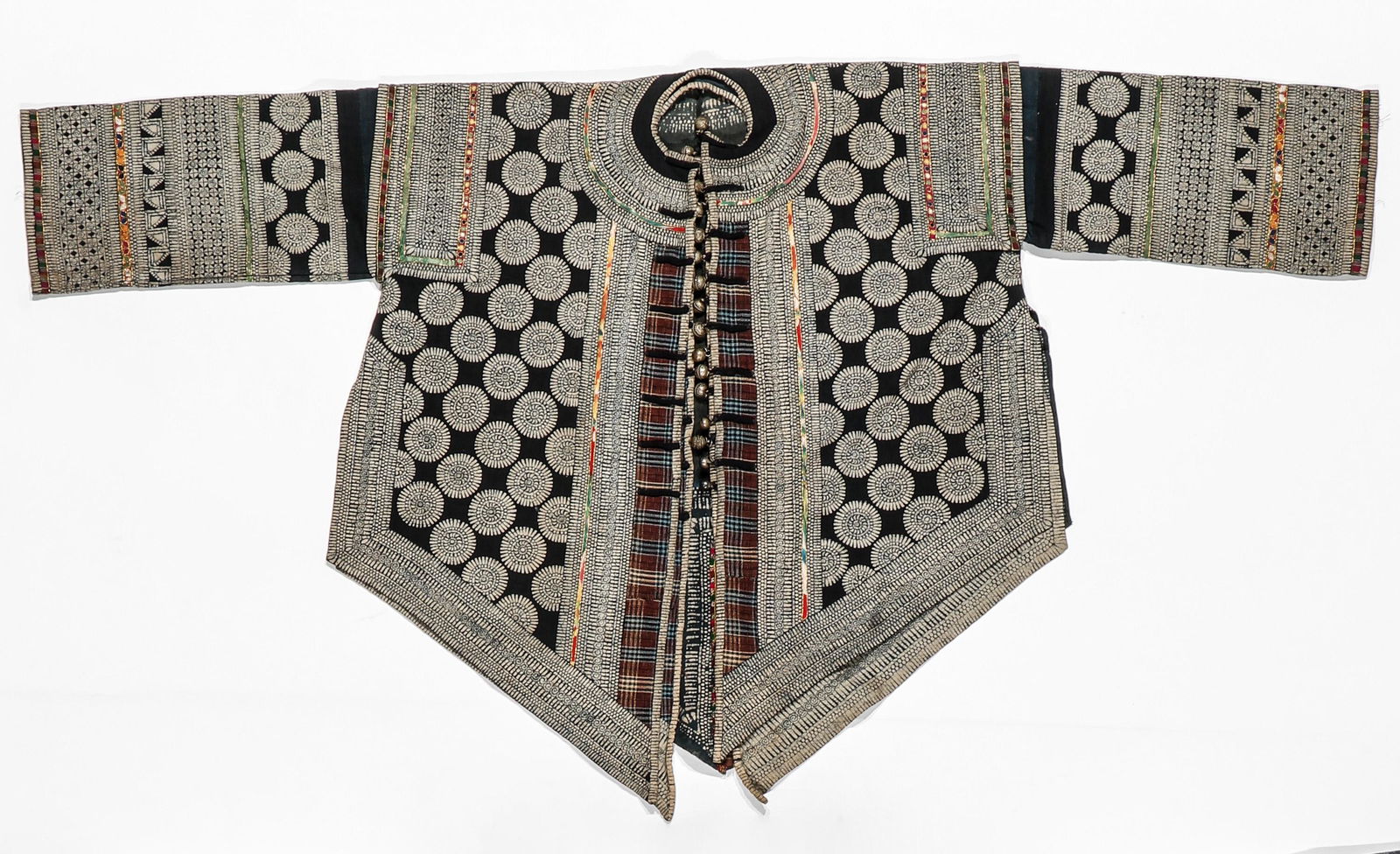 Rare Yi Batik Cotton Two Piece Jacket With Silver Buttons, Yunnan, China, C. 1950s. (1 of 5)