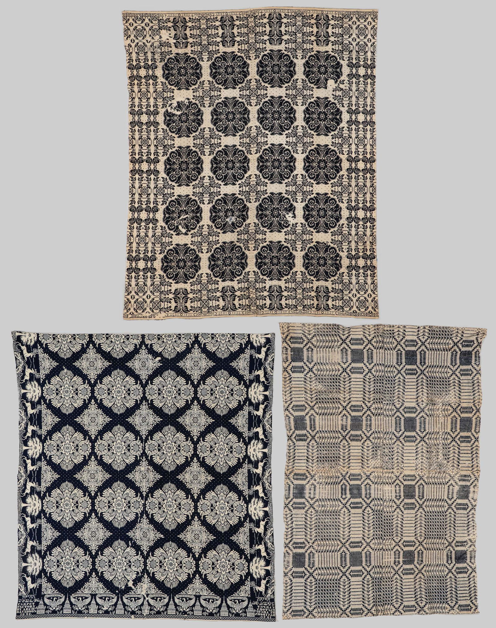 3 Antique American Jacquard Coverlets (1 of 5)