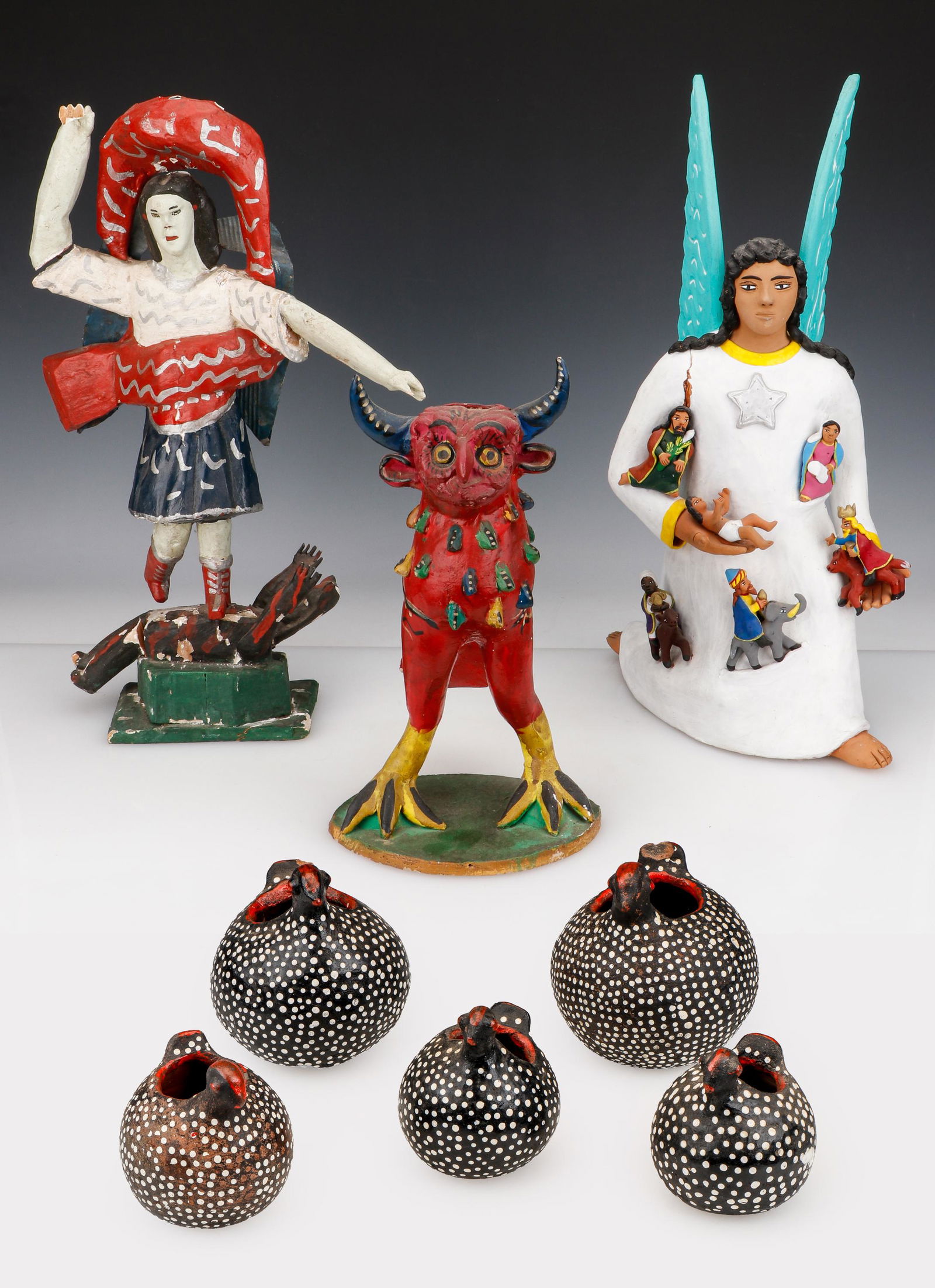 Folk Art Pottery Grouping (1 of 9)