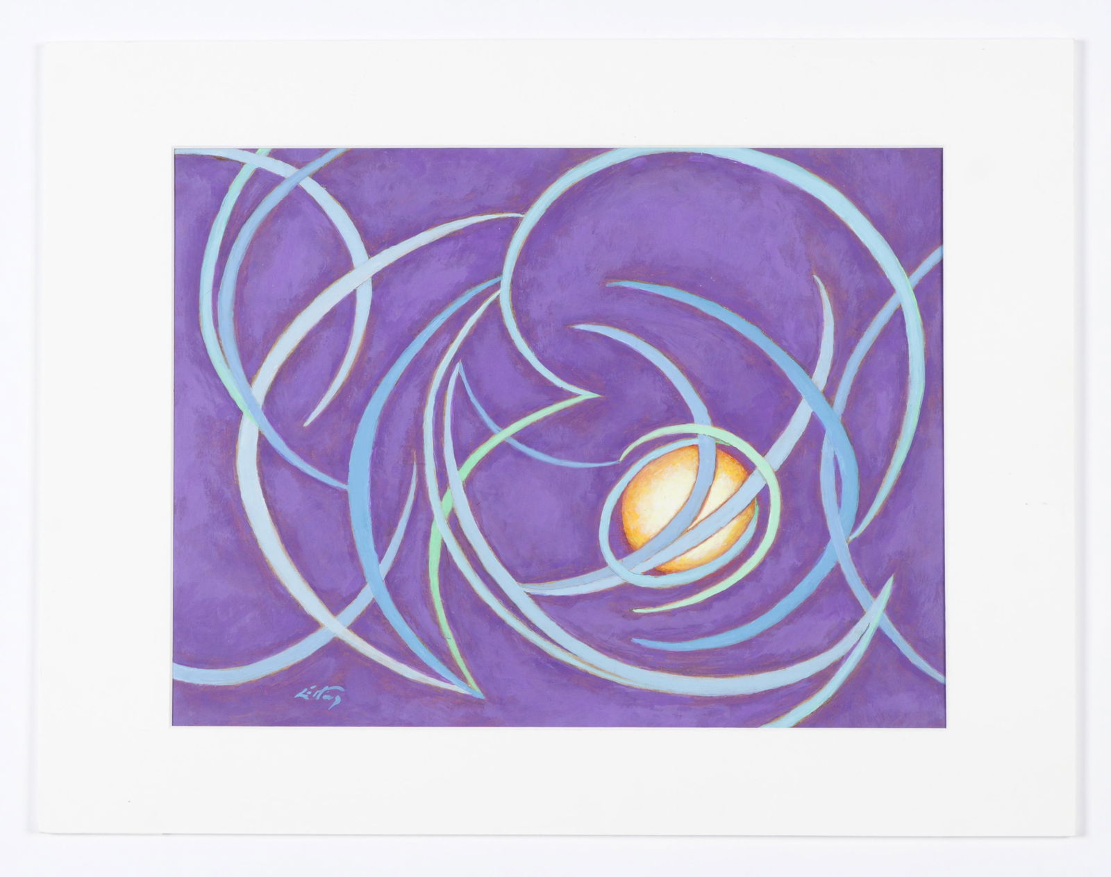 Emlen Etting (1905-1993) Abstract Mixed Media Painting: Emlen Pope Etting (American, 1905-1993) Abstract Mixed Media Painting on Paper, signed. Matted. Size: 15'' x 20'', 38 x 51 cm (sheet); 20'' x 26'', 51 x 66 cm (mat).