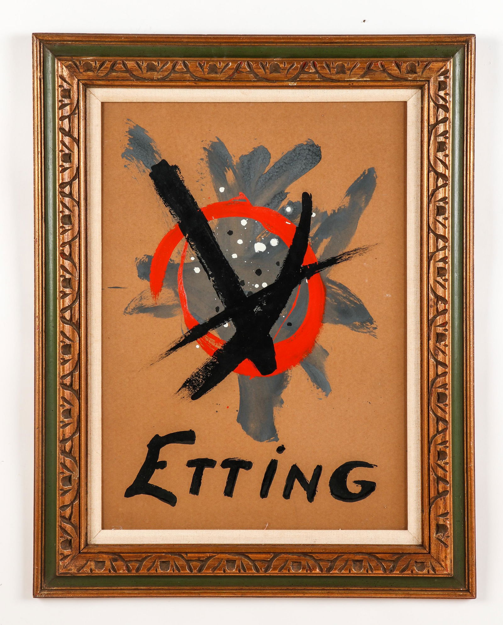 Emlen Etting (American, 1905-1993): Emlen Etting (American, 1905-1993) Original Illustration Artwork for Midtown Gallery Exhibition Poster, c. 1960, oil painting on board. Framed. Size: 27.5'' x 19.5'', 70 x 50 cm (sight); 36'' x 28.25'