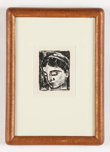 Max Weber (American, 1881-1961): Max Weber (American,1881-1961) "Head," monoprint, signed. Framed. Size: 4.25'' x 3.5'', 11 x 9 cm (sight); 11.5'' x 8.25'', 29 x 21 cm (frame). Provenance: 1998 Works on Paper Show, NYC. [Rubenstein,