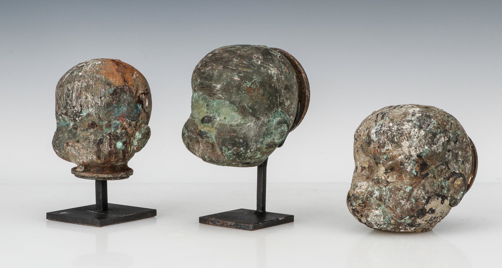 3 Antique Copper Doll Head Molds (1 of 5)
