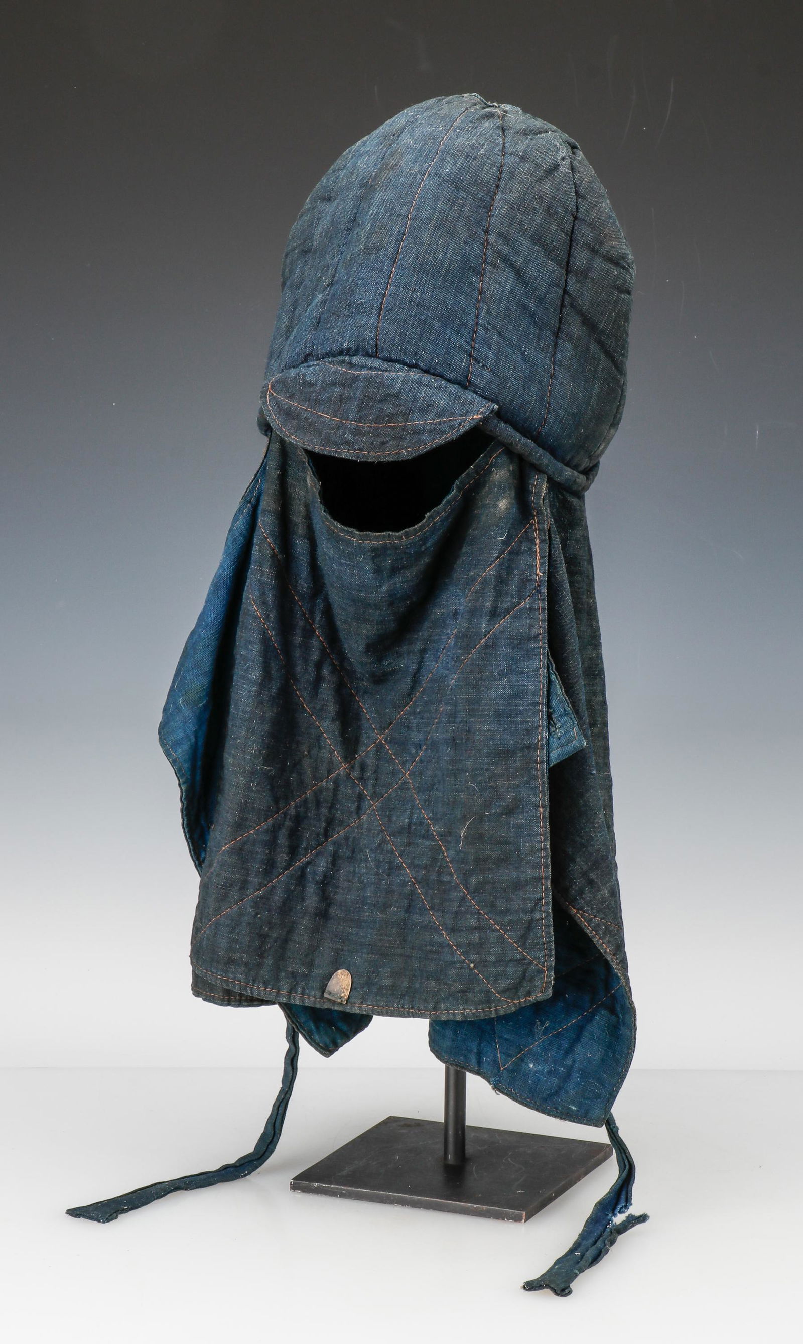 Japanese Sashiko Indigo Cloth Fireman's Hood, Early 20th C. (1 of 6)