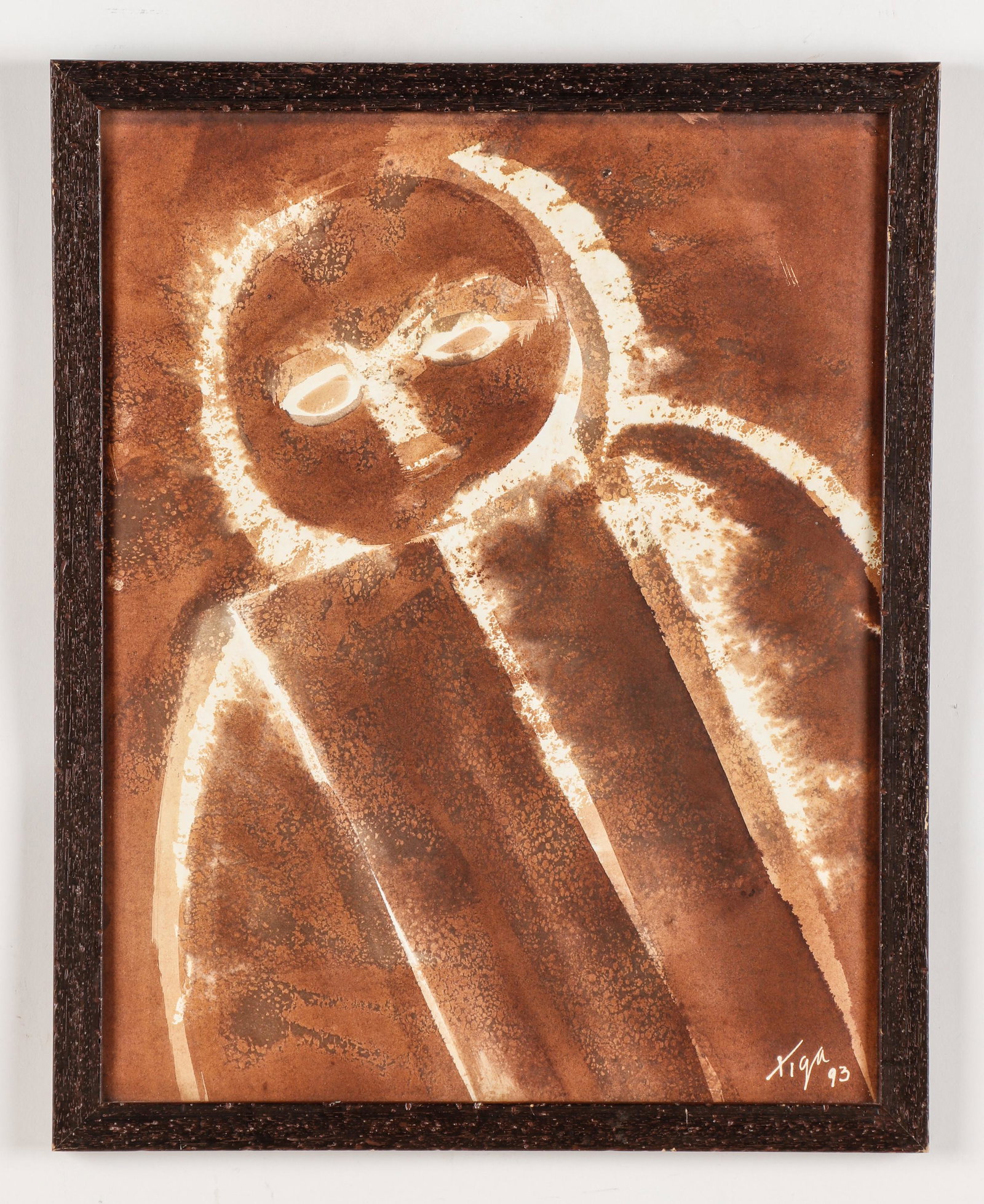 Jean-Claude "Tiga" Garoute (Haitian, 1935-2006): Jean-Claude "Tiga" Garoute (Haitian, 1935-2006) Untitled. Mixed media on paper, signed. Size: 20.25'' x 16'', 51 x 41 cm (sheet); 21.75'' x 17.5'', 55 x 44 cm (frame).