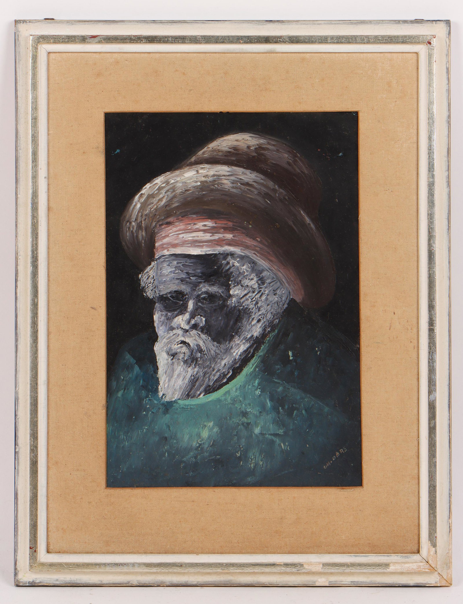 Charles Obas (Haitian, 1927-1968): Charles Obas (Haitian, 1927-1968) Portrait, oil painting on board, signed. Size: 26'' x 10.75'', 66 x 27 cm (sight); 24'' x 18.5'', 61 x 47 cm (frame).