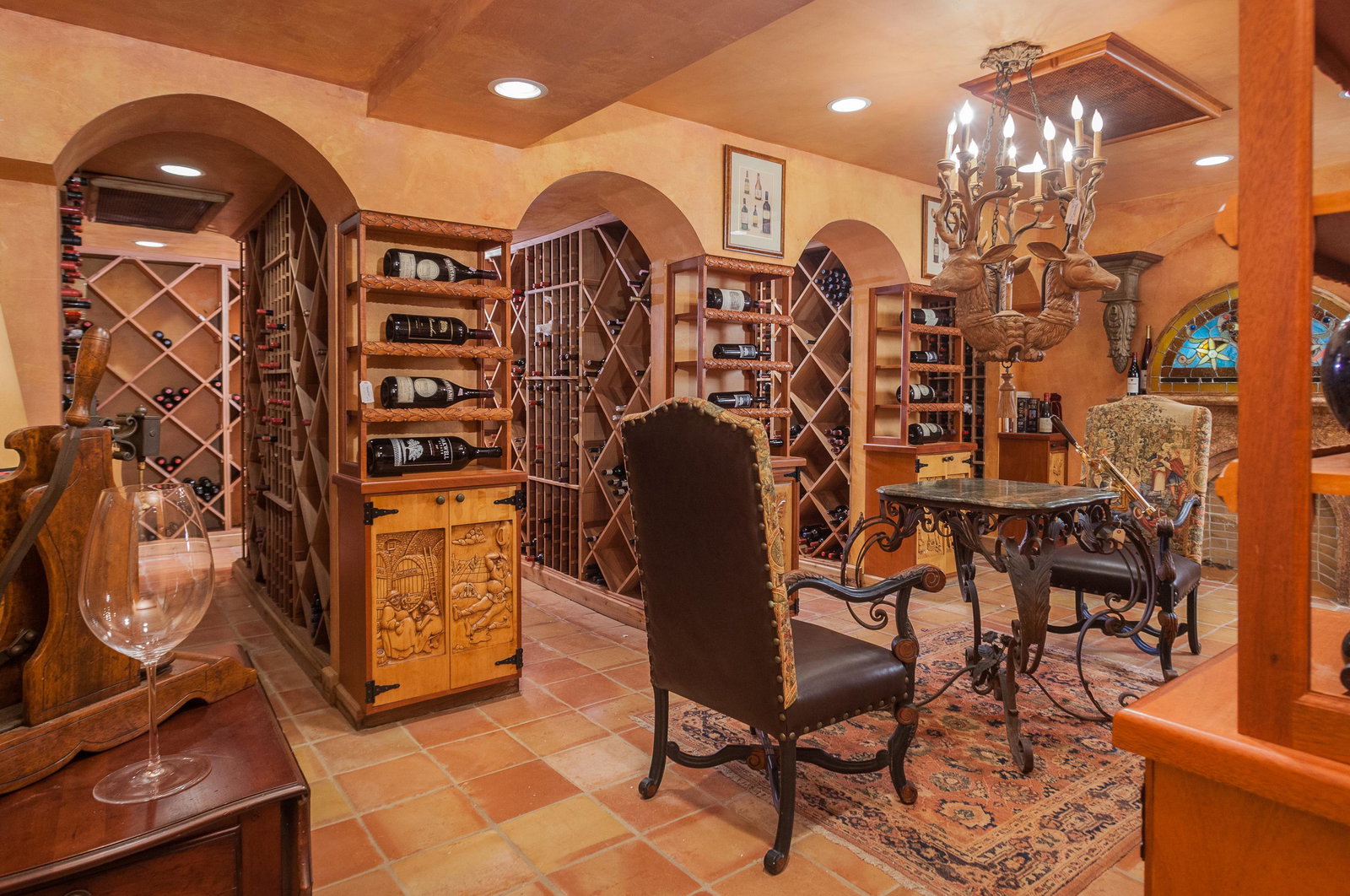 Complete Oakwell Estate Wine Cellar Cabinets and Shelves: Complete Oakwell Estate Wine Cellar Cabinets and Shelves. Buyer is responsible for dismantling. Exhibition and Post-Auction Pickup Location: Oakwell Estate, 1835 County Line Rd., Villanova, PA, 19085.