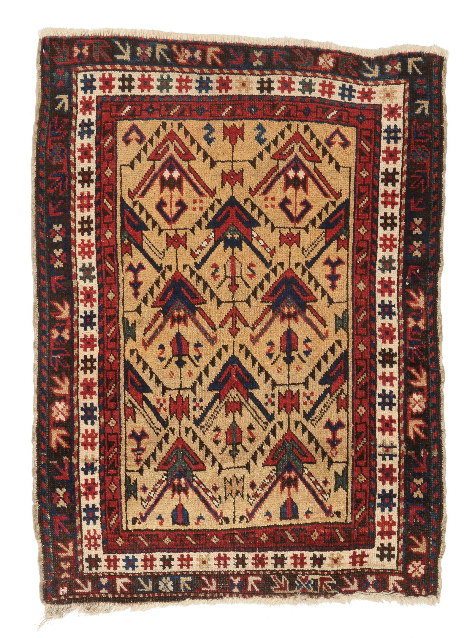 Avar Rug, Caucasus, 19th C., 2'7'' x 3'7'': Avar Rug, Caucasus, 19th C., 2'7'' x 3'7'' (79 x 109 cm). Weight: 4 lbs. Material: wool pile, wool warp, wool weft.