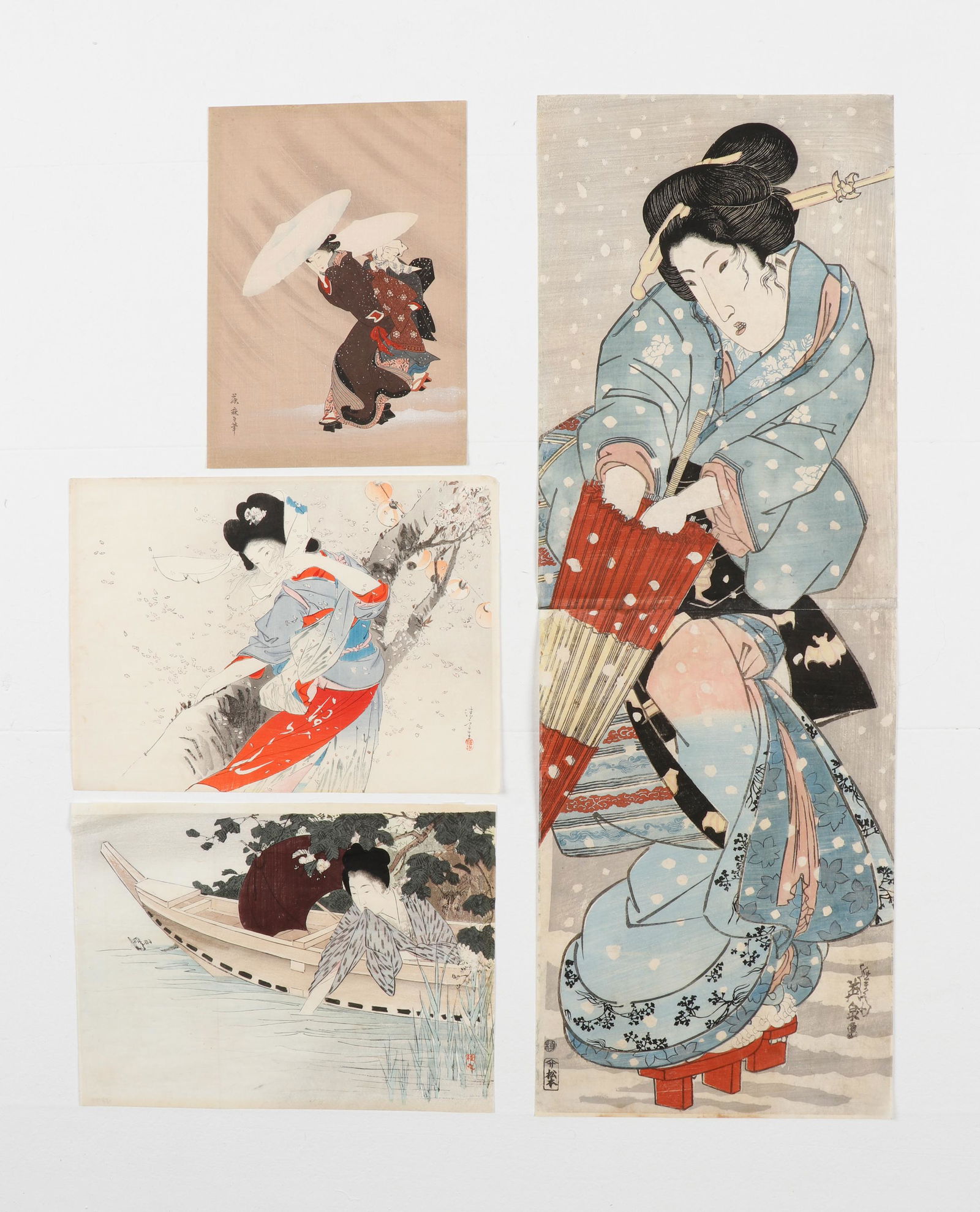 4 Antique Japanese Woodblock Prints (1 of 6)