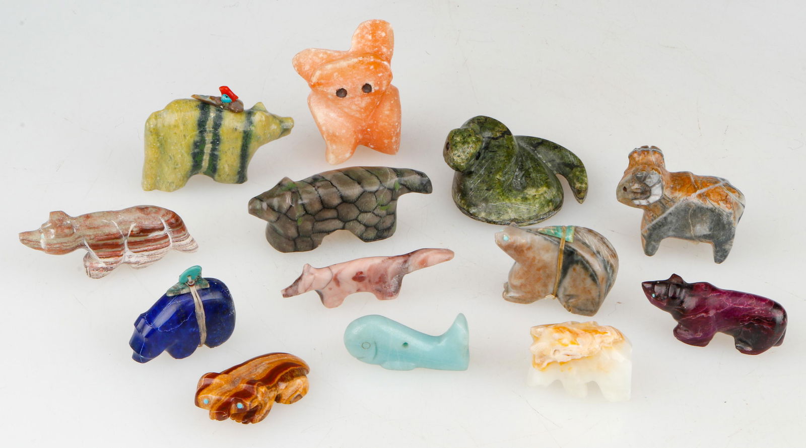 13 Zuni Pueblo Carved Semi-Precious Stone Animal Fetishes (1 of 3)