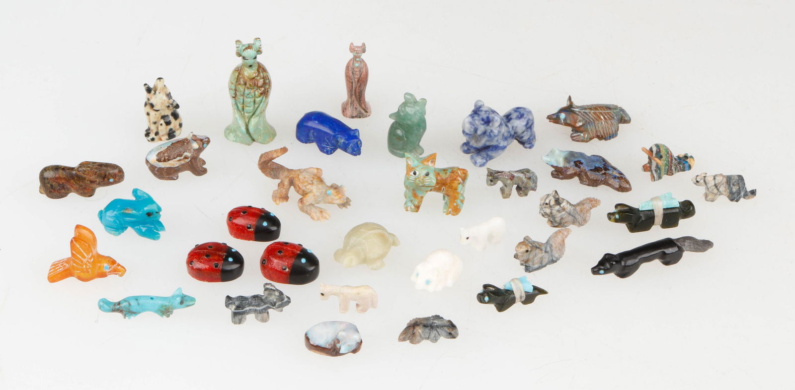 Collector's Lot of Miniature Zuni Pueblo Carved Semi-Precious Stone Fetishes (1 of 4)