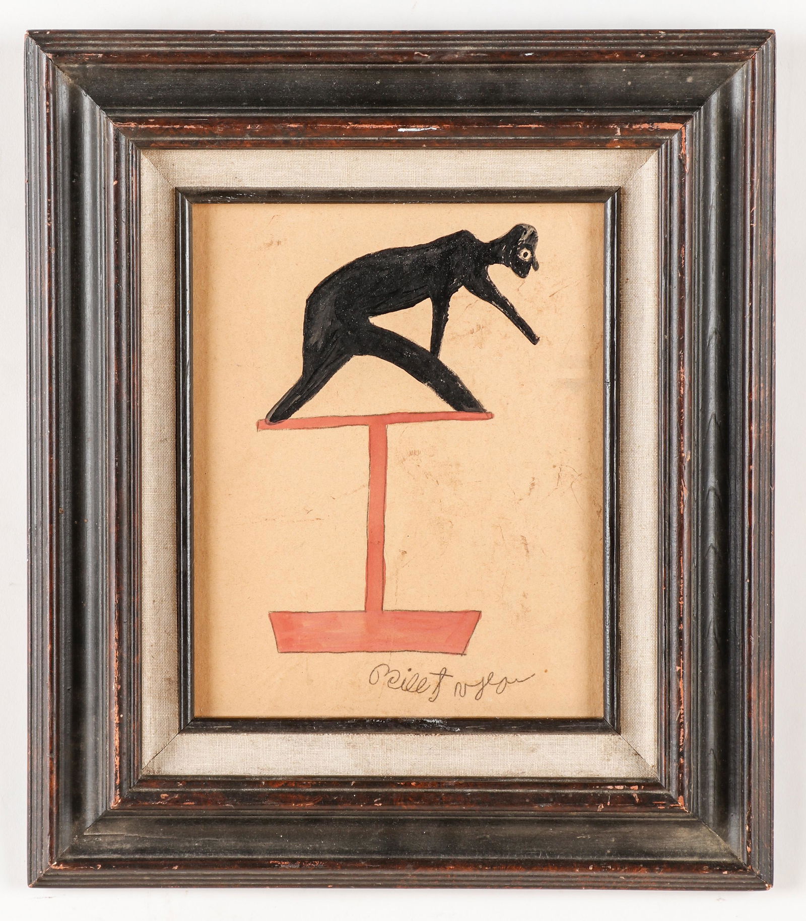 After Bill Traylor (American, 1854-1949): After Bill Traylor (American, 1854-1949) Untitled, poster paint on cardboard, pencil signed. Framed. Size: 10'' x 8'', 25 x 20 cm (board); 15.75'' x 13.5'', 40 x 34 cm (frame).