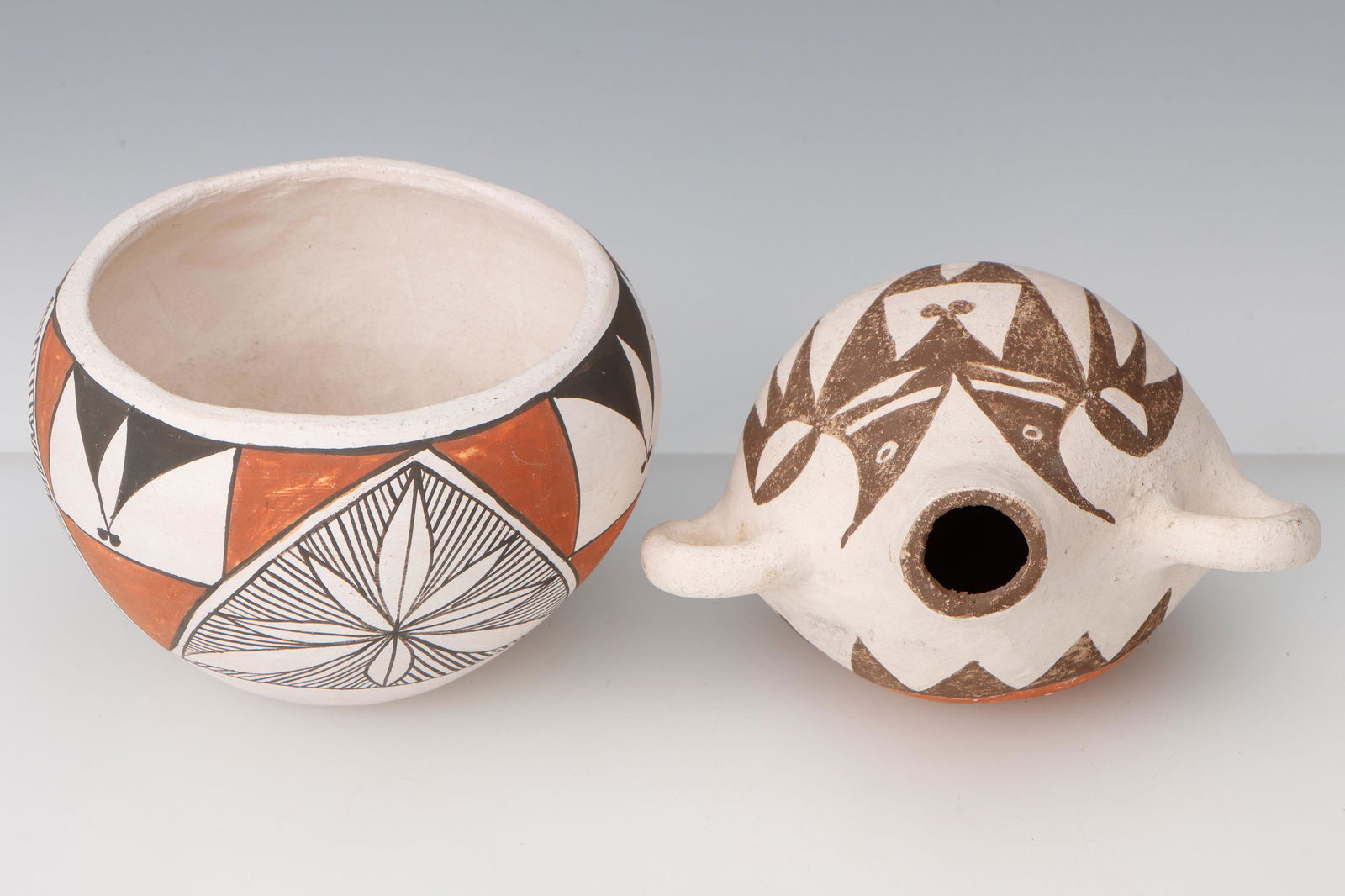 Acoma Polychrome Pottery Bowl and Canteen (1 of 6)
