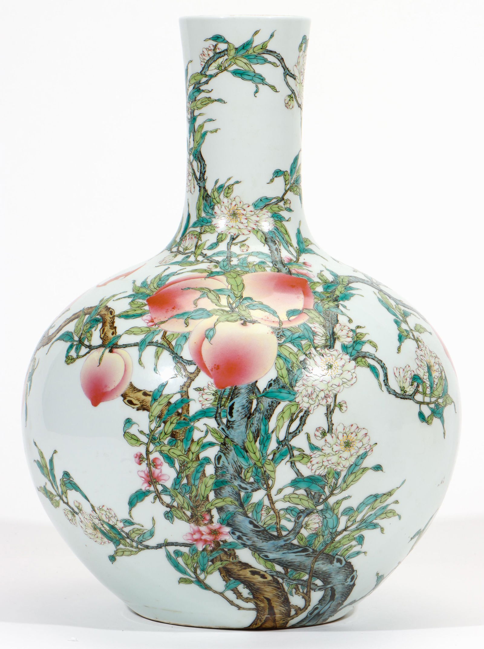 Chinese Famille Rose Bottle Neck Vase (1 of 7)