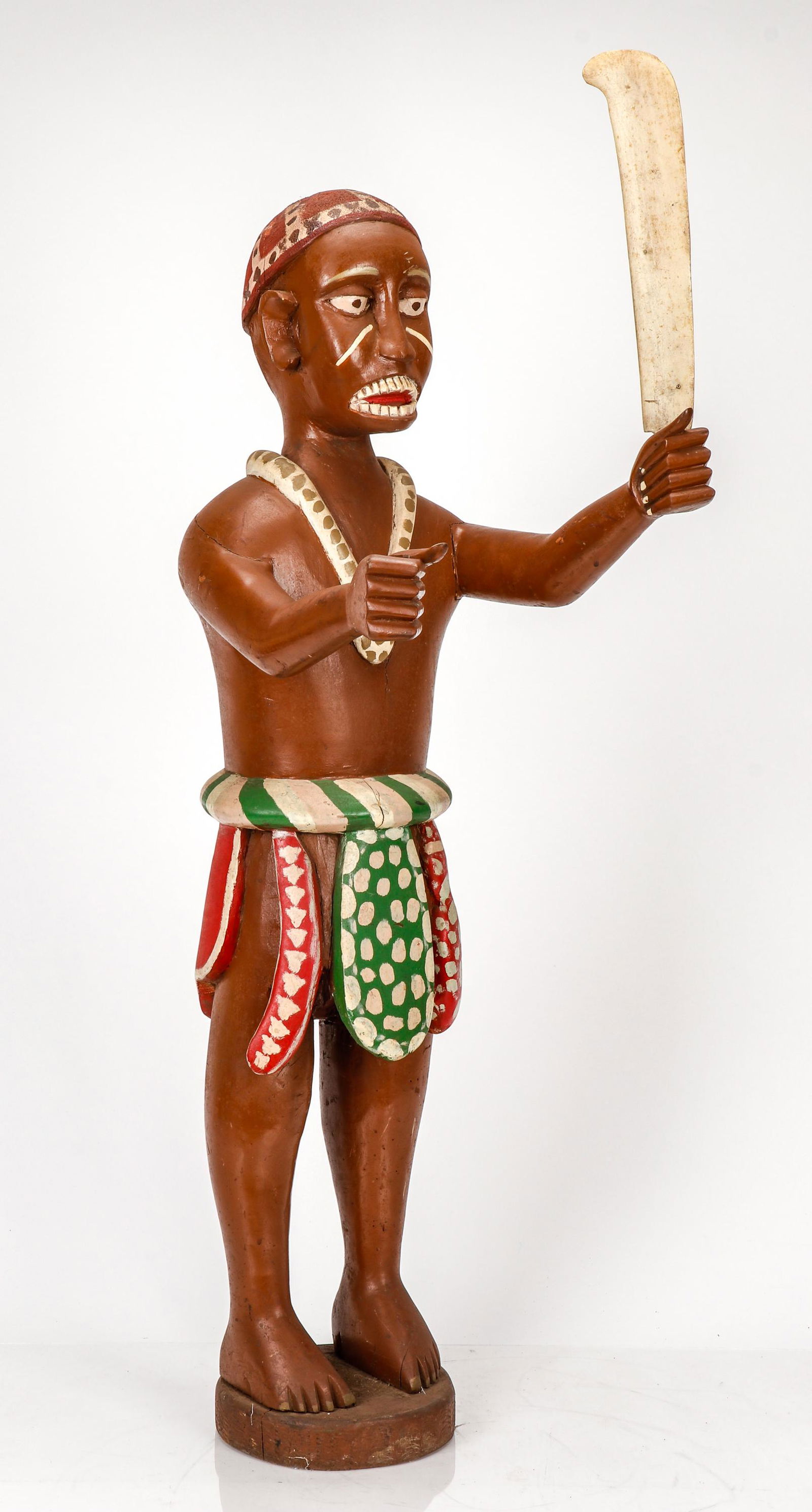 African Ewe Painted Altar Figure of a Warrior, Togo, Ht. 46" (1 of 7)
