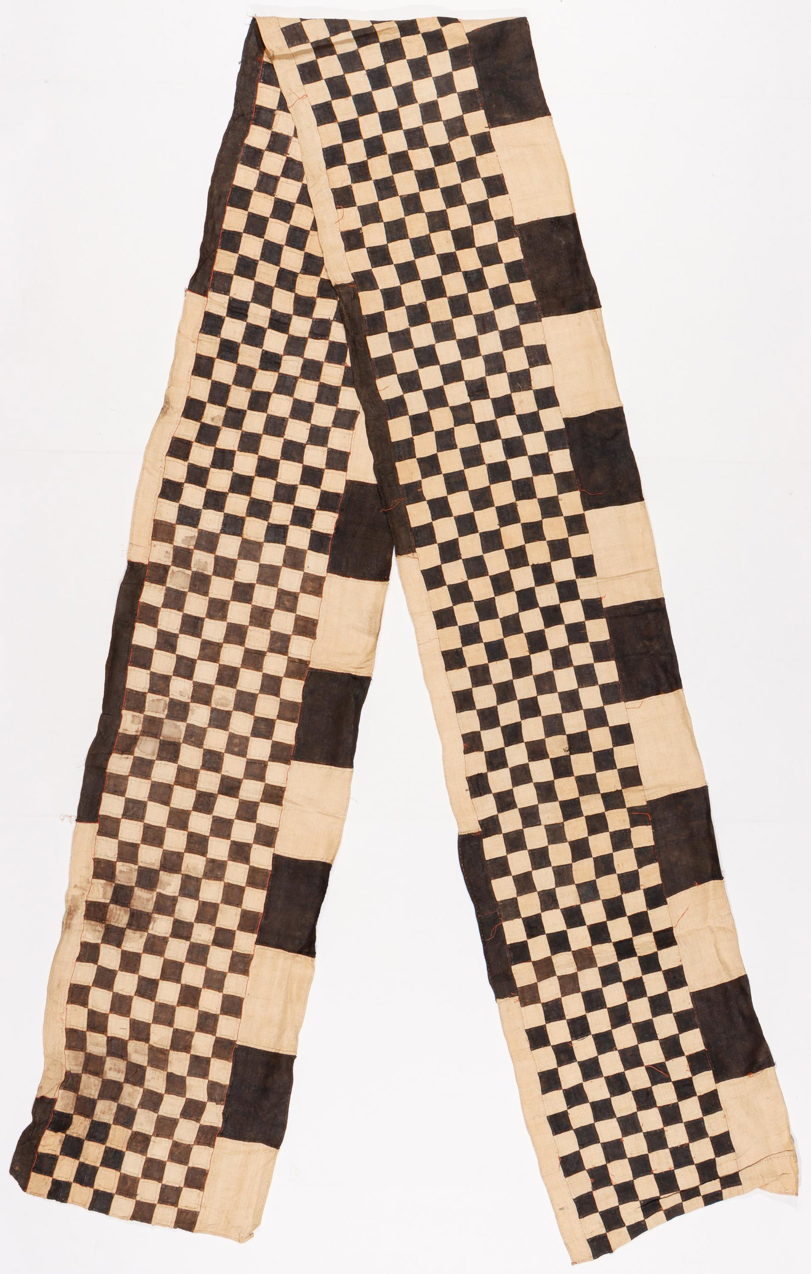 African Kuba Man's Prestige Cloth Dance Skirt, DRC, 16'10": African Kuba Man's Prestige Cloth Dance Skirt, DRC. Appliqued. Size: 16'10'' x 1'9'' (513 x 53 cm). Provenance: Craft Caravan, Inc., New York, NY.