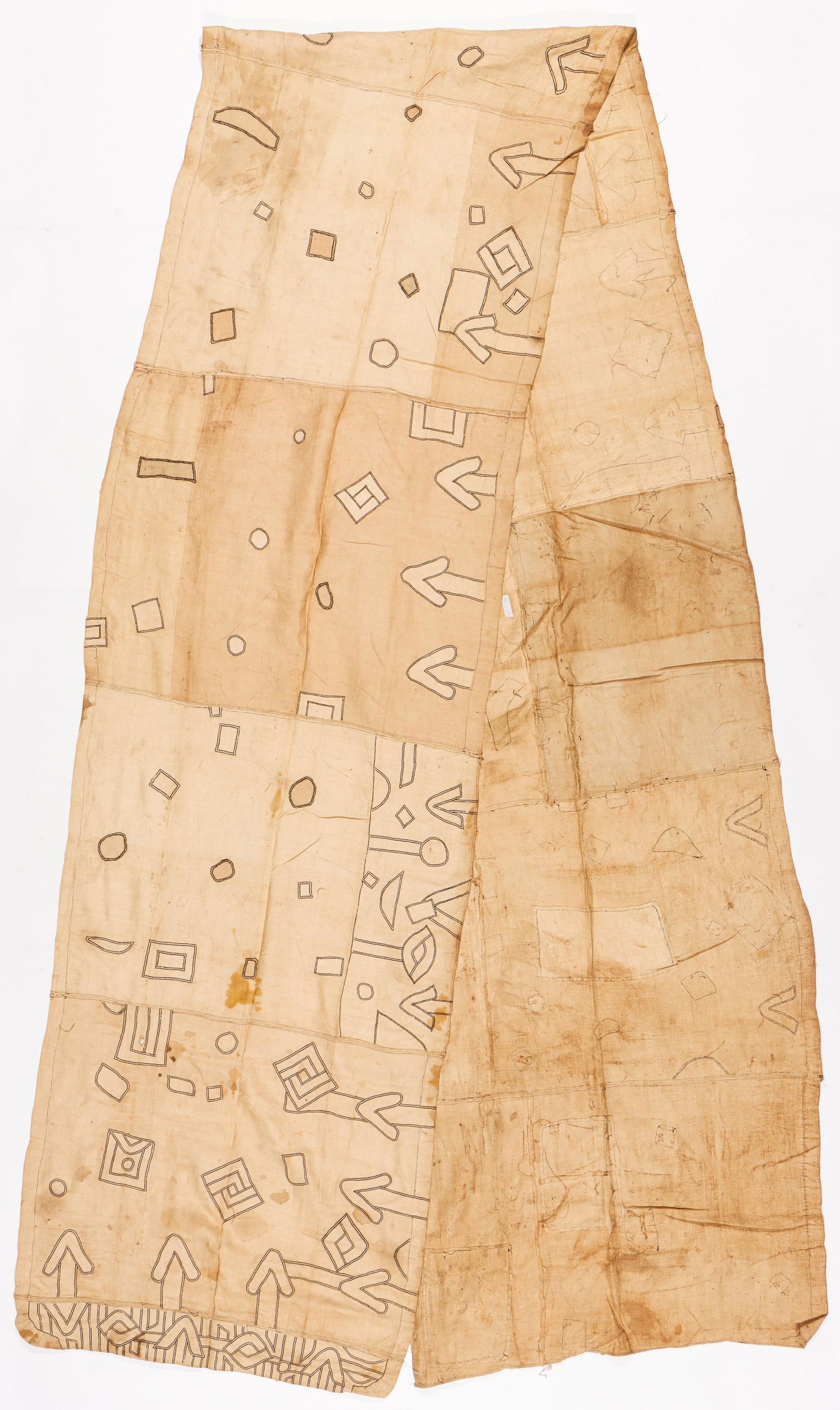 African Kuba Prestige Cloth Dance Skirt, Bushong People, DRC,  18'8" (1 of 3)