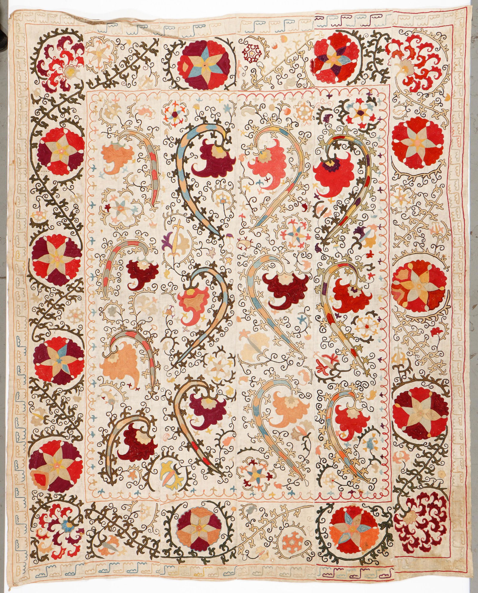 Central Asian Suzani, Uzbekistan, Late 19th C. (1 of 4)