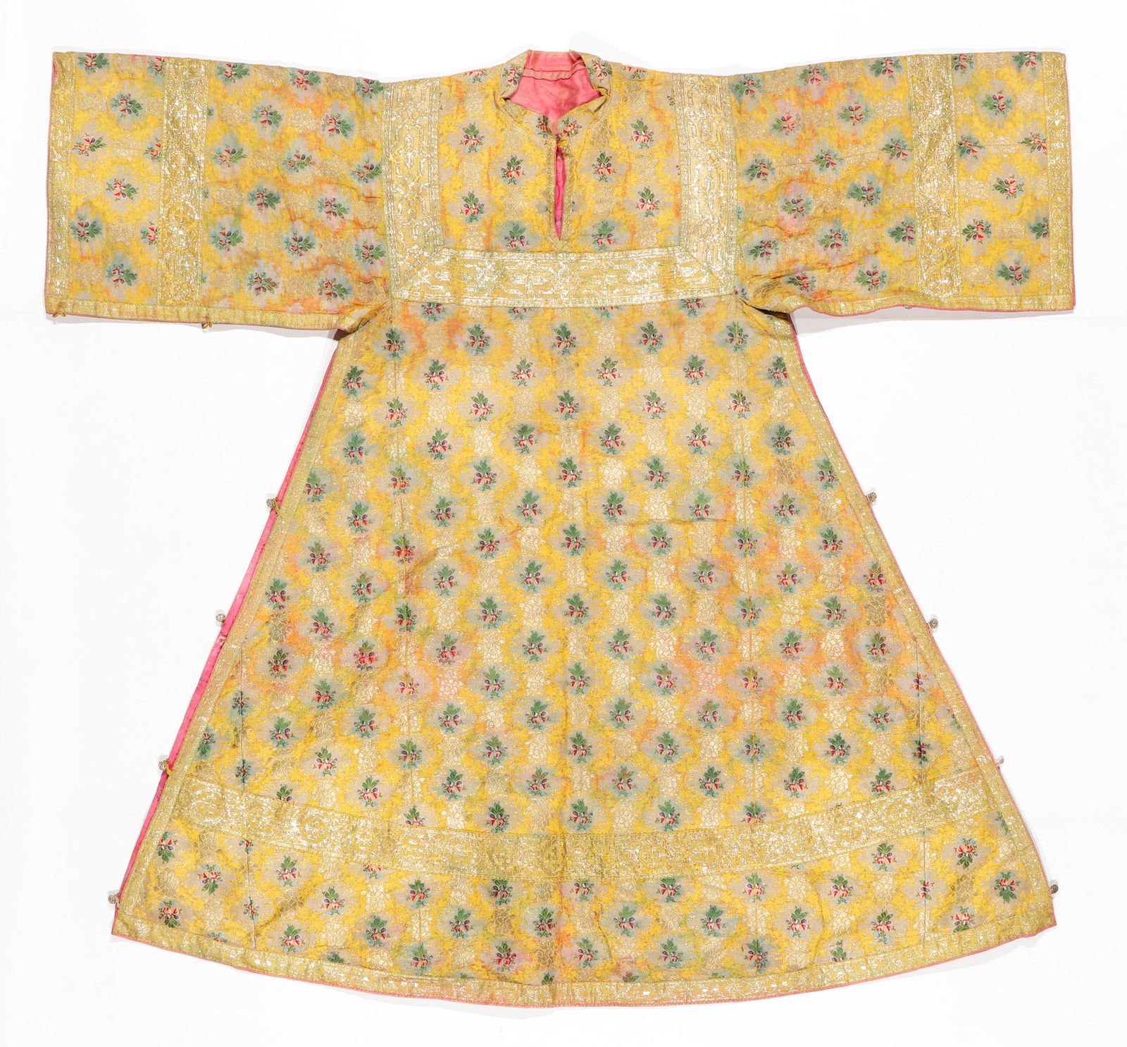 Fine Antique Persian Yellow Silk Brocade Robe, 19th C. (1 of 6)