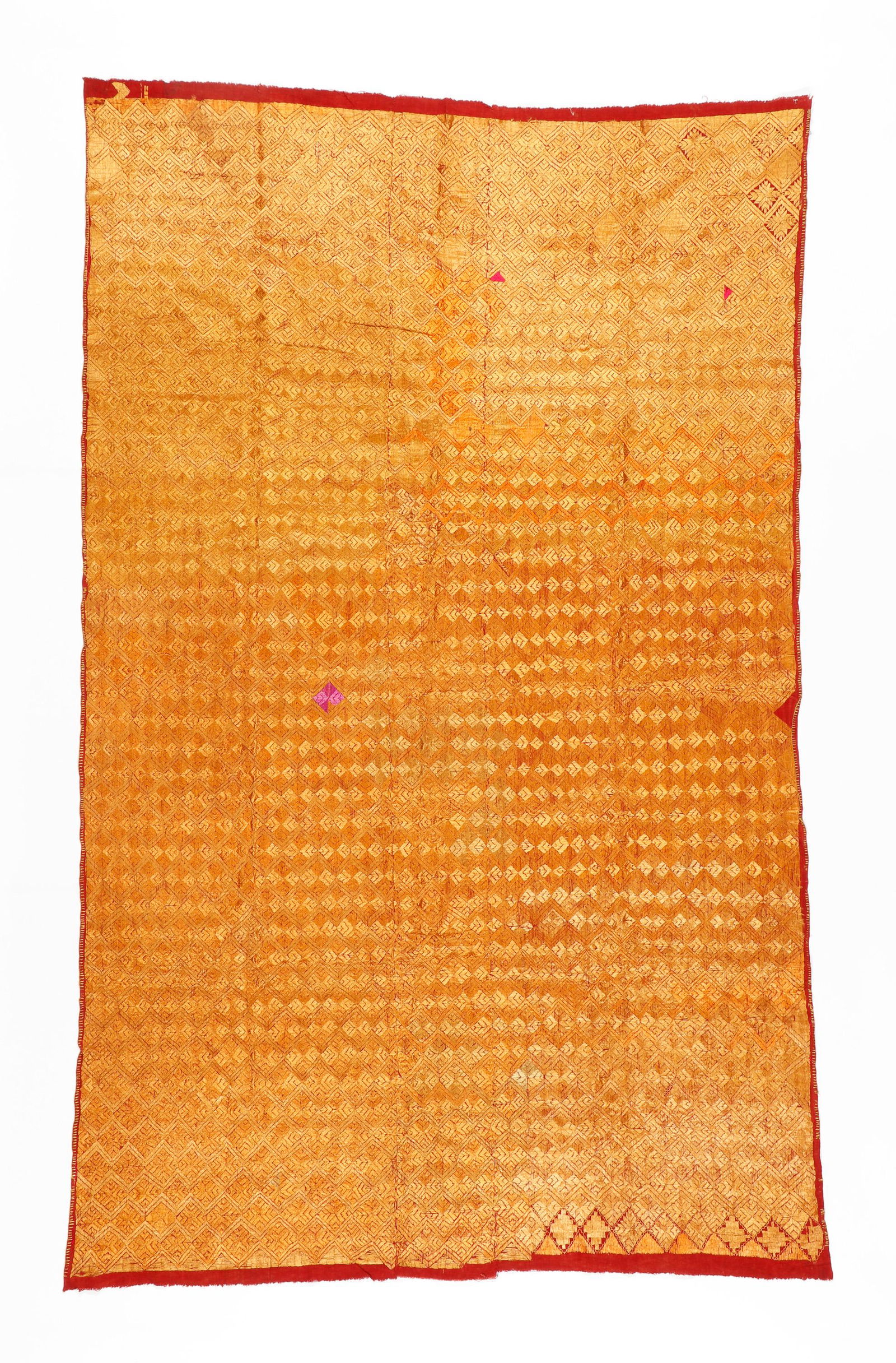 Indian Phulkari Silk Embroidered Textile, Early 20th C. (1 of 5)