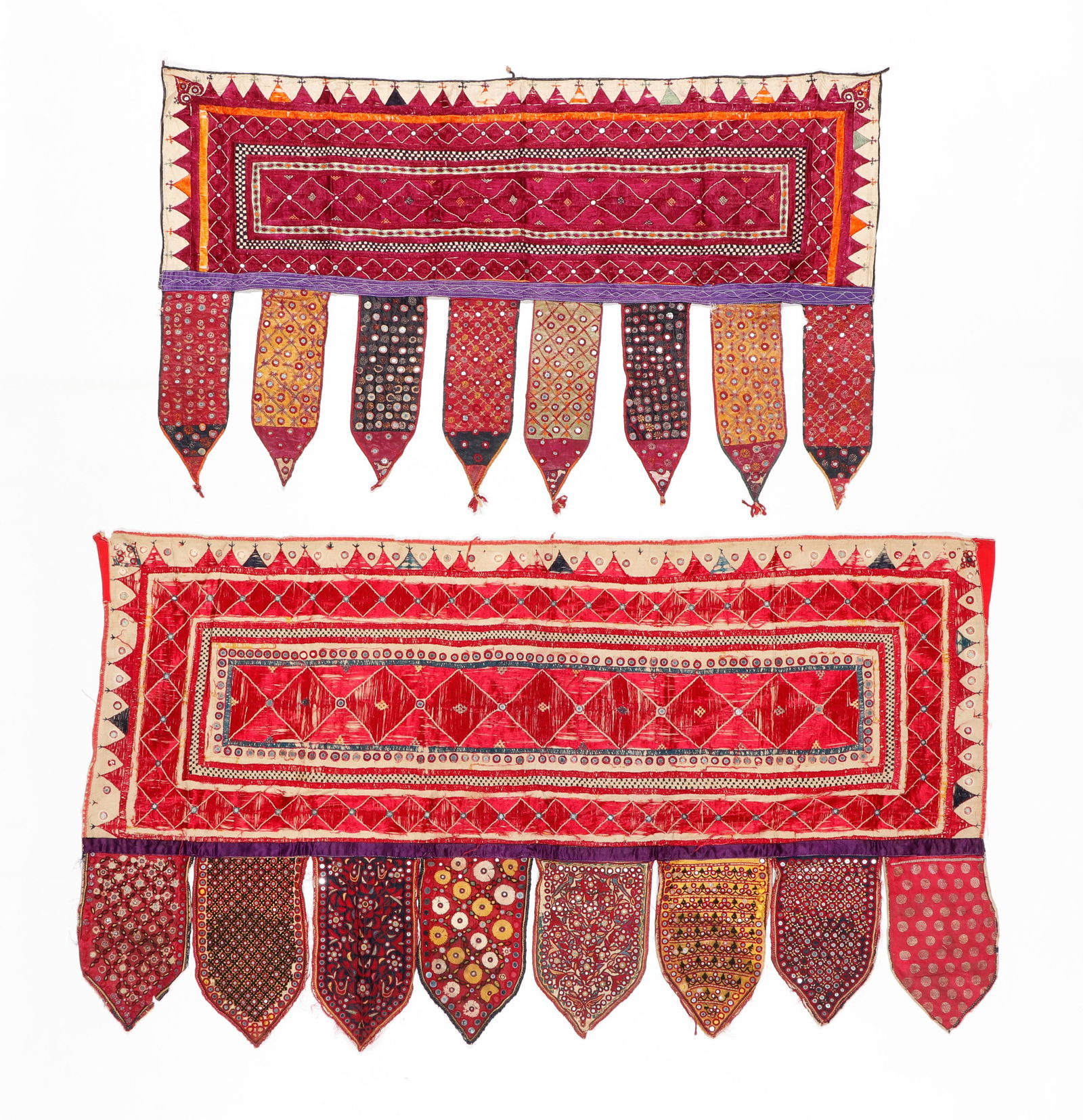 2 Silk Embroidered Festival Door Hangings (Toran), India (1 of 4)