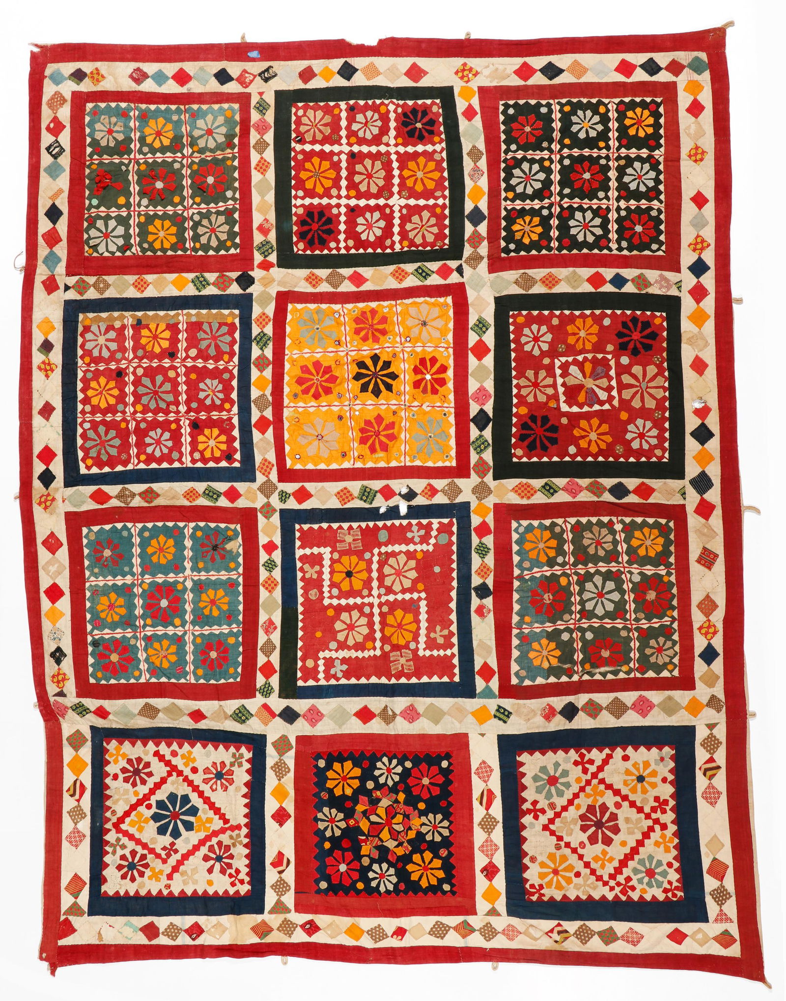 Embroidered Cotton Patchwork Textile, India, Mid 20th C (1 of 4)