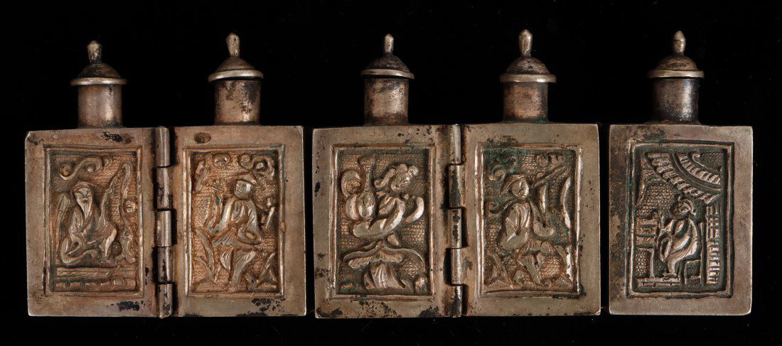 5 Chinese Miniature Silver "Elixir of Life" Medicine Bottles, 19th C. (1 of 5)