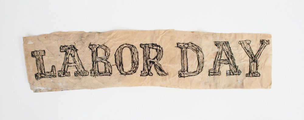 James Castle: American (1899-1977); “Labor Day”; Drawing on paper, framed; Image: 4”x 17 ½”; Provenance: J Crist Gallery