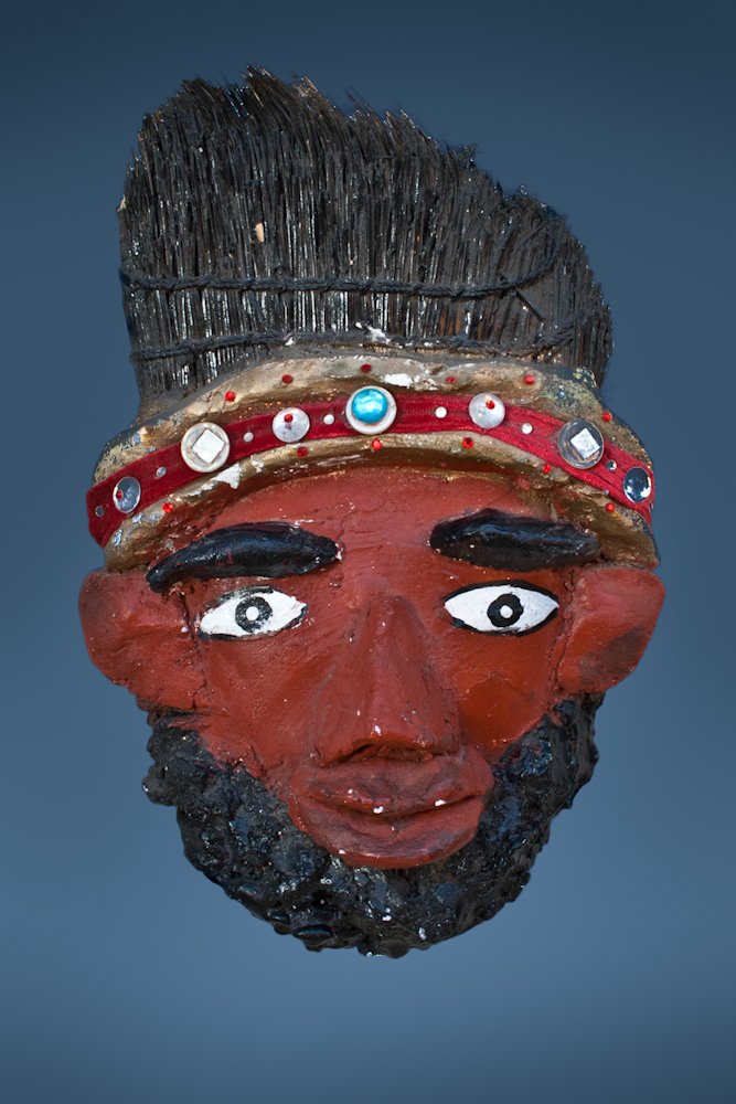 Gregory Warmack (aka Mr Imagination): American, b. 1948; Bearded Man; 2004; Mixed media on paint brush; Height: 12”