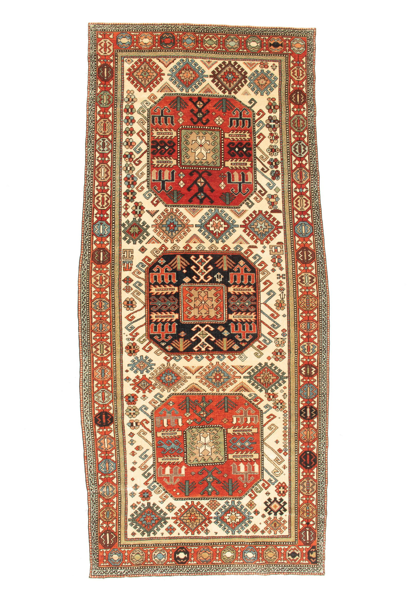 Vintage Chalji Rug, Turkey, Late 20th C., 4'4'' x 9'4'': Vintage Chalji Rug, Turkey, Late 20th C., 4'4'' x 9'4'' (132 x 284 cm). Weight: 17 lbs. Material: hand-spun wool pile, wool warp, wool weft. Natural dyes. Woven Legends production, eastern Turkey, 199