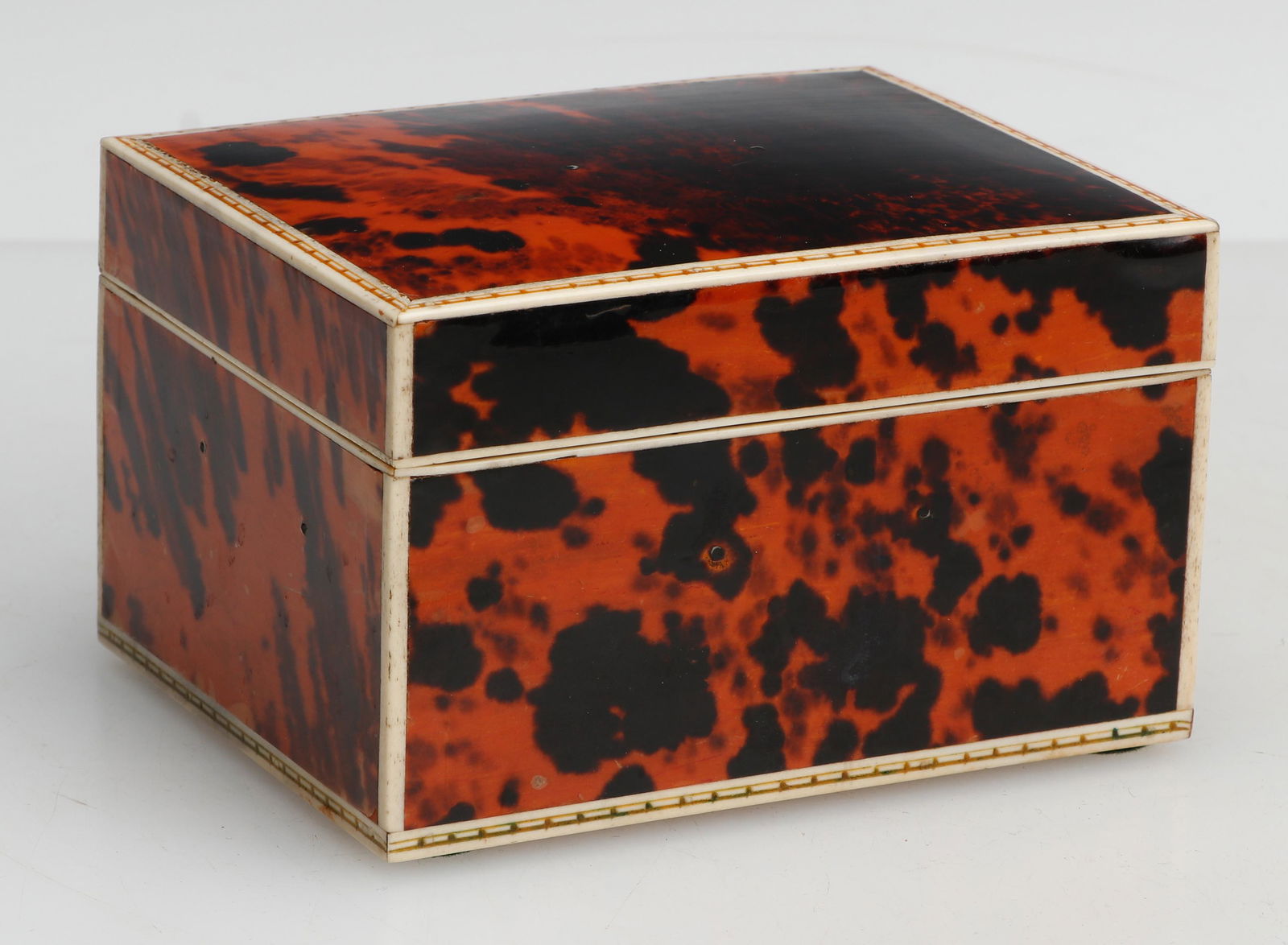 Antique English Regency Tortoise Shell Tea Caddy, Early 19th C. (1 of 7)