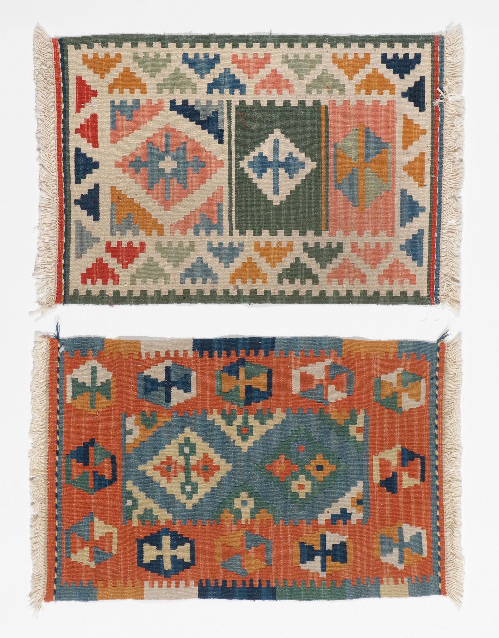 2 Small Turkish Hand-Woven Kilim Mats (1 of 2)