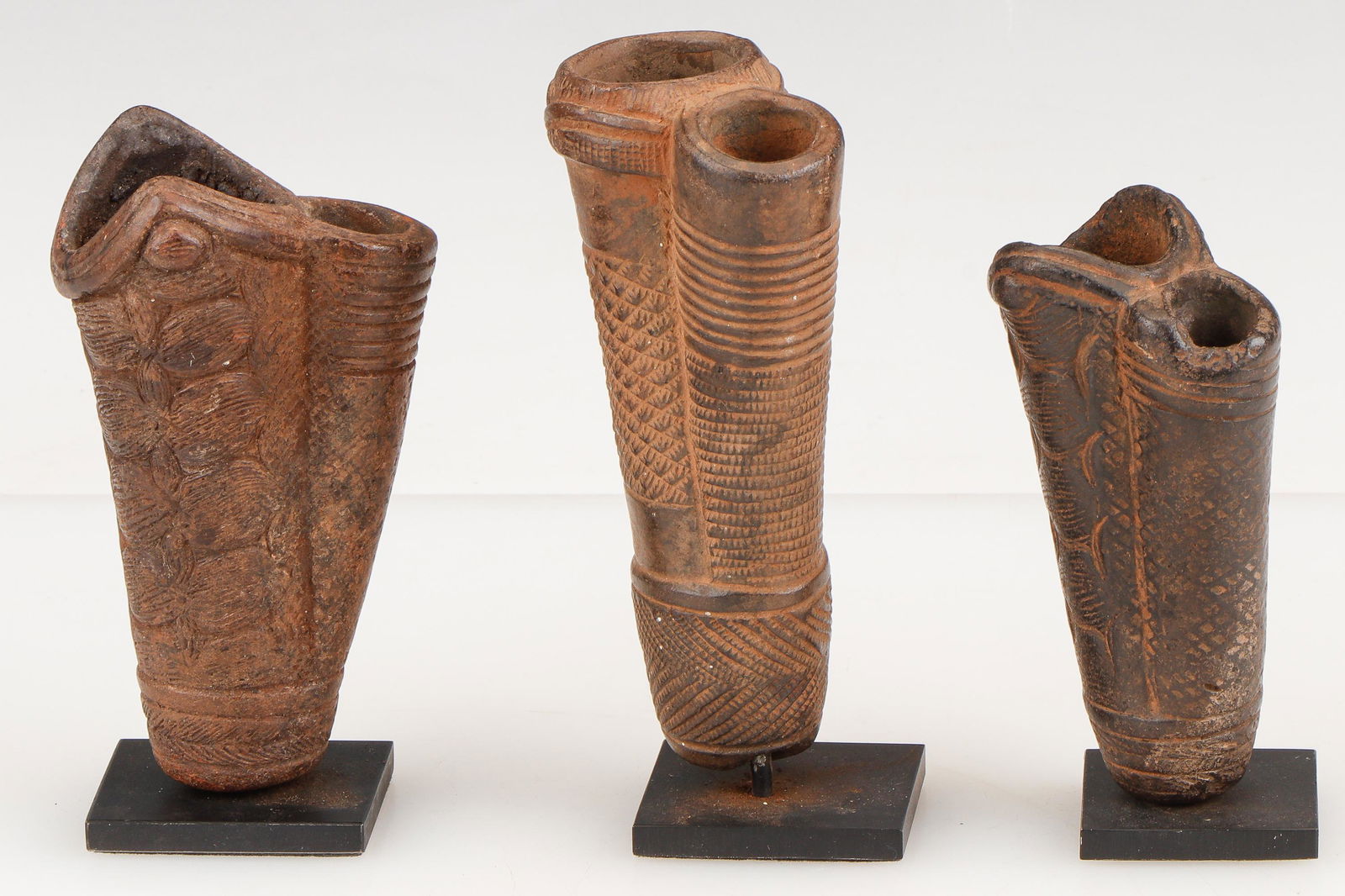 3 Cameroon Grasslands Terracotta Pipe Bowls (1 of 5)