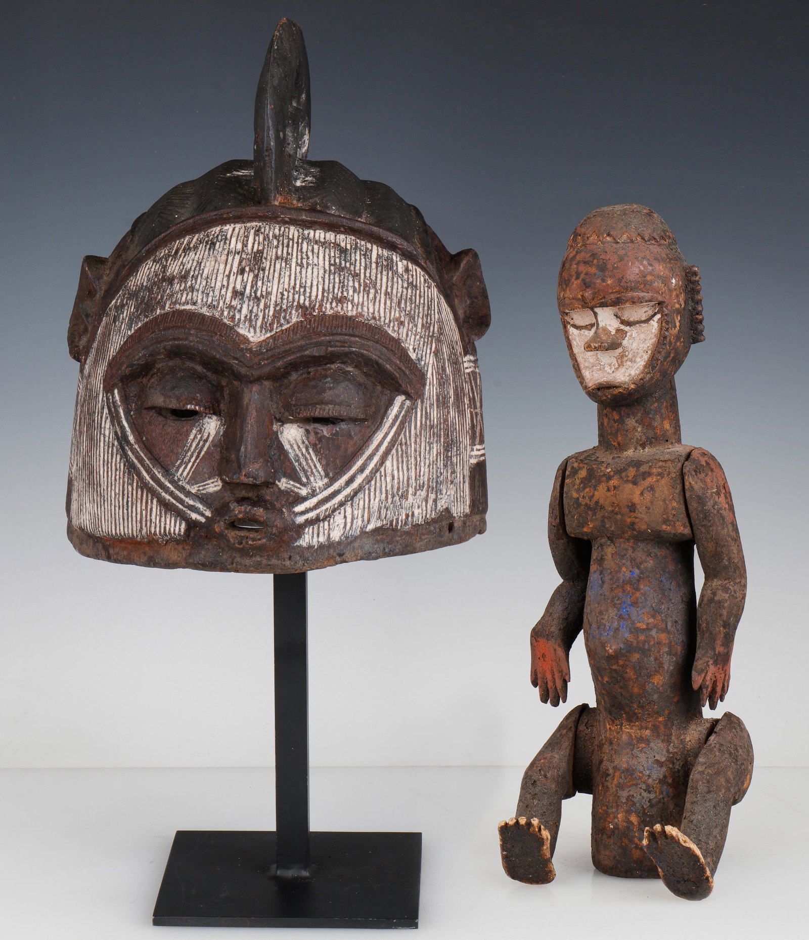 African Ibibio Helmet Mask and Ibibio Puppet, Nigeria (1 of 11)