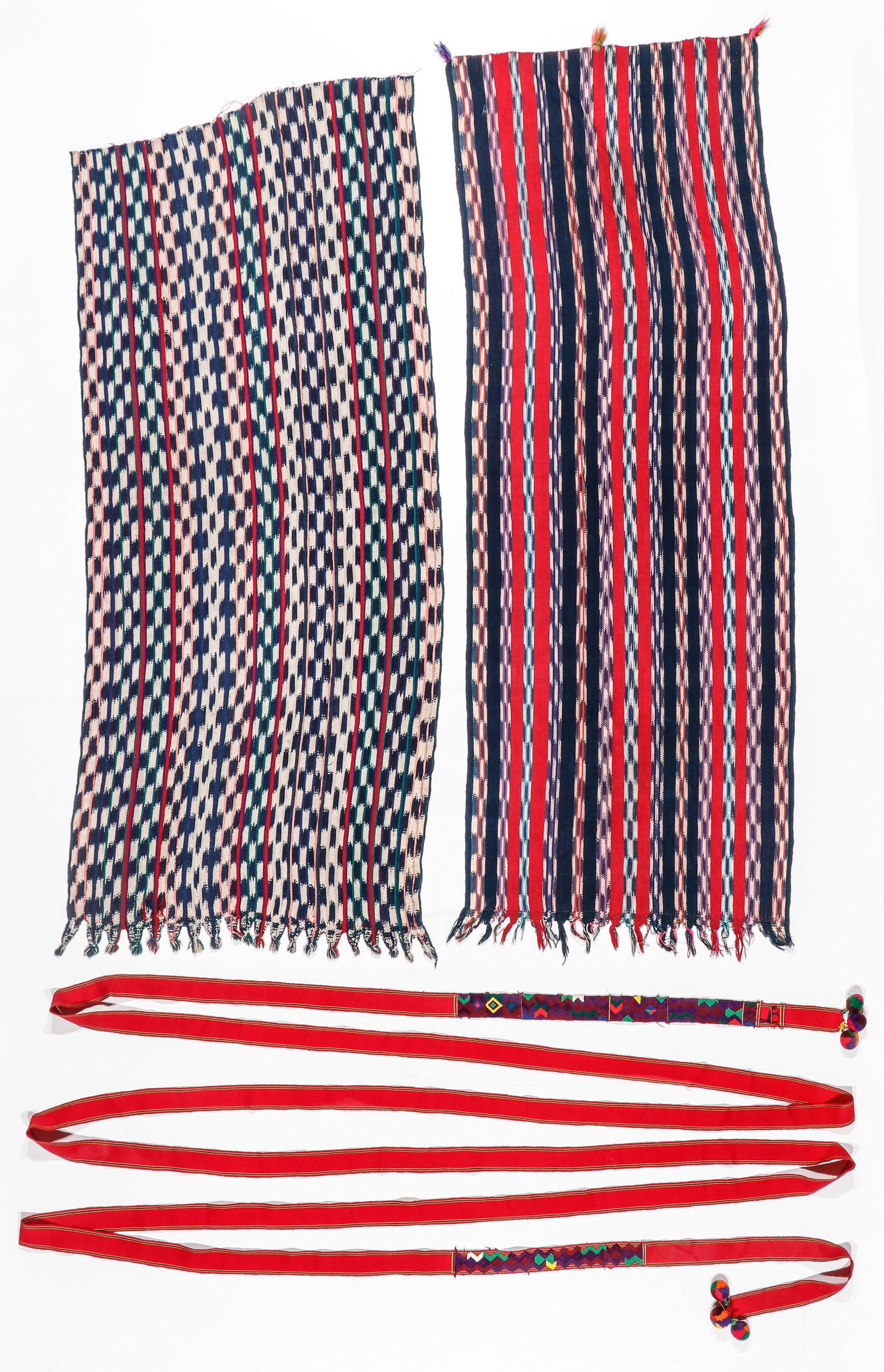 2 Ikat Woven Tzute And Woven Belt, Guatemala, Mid 20th C. (1 of 4)