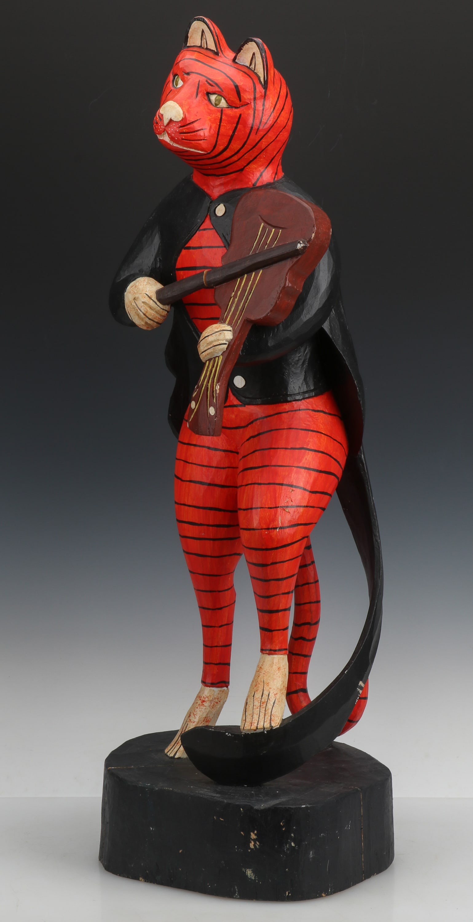 37" Folk Art Cat Playing Violin Sculpture (1 of 5)
