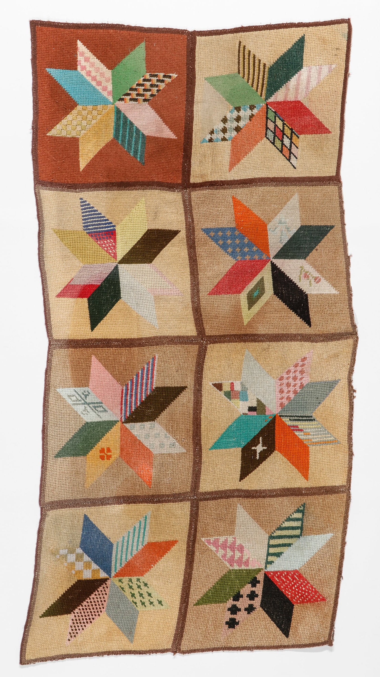 Antique Star Pattern Needle Point Star Rug (1 of 4)