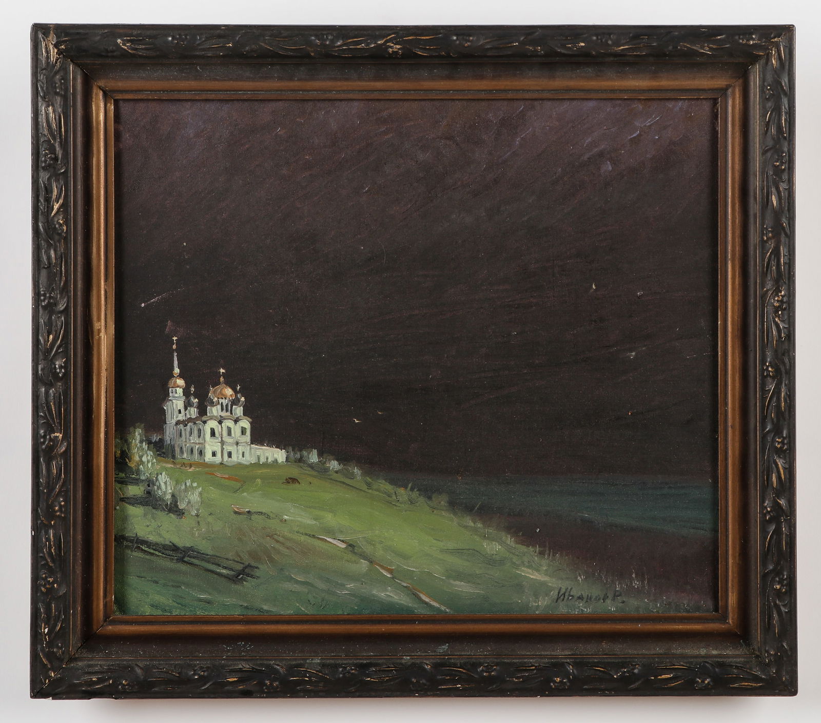 Russian School (20th c.) Night Landscape with Orthodox Cathedral (1 of 5)