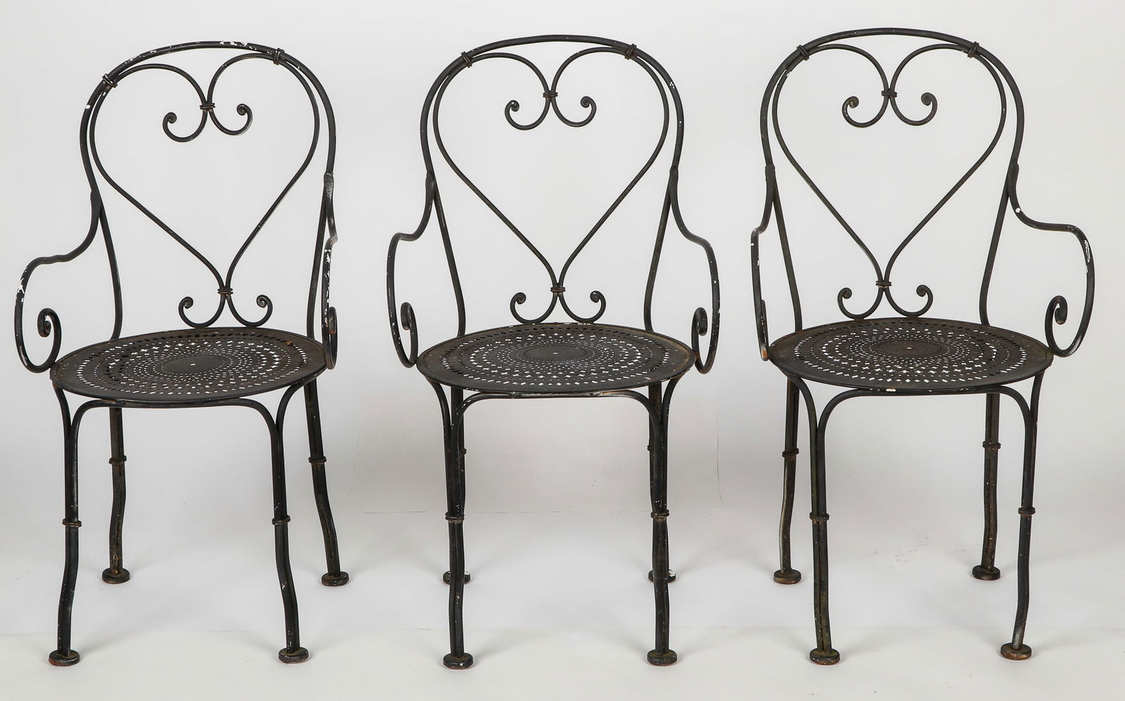 Set of 3 Mid Century French Iron Garden Chairs (1 of 4)
