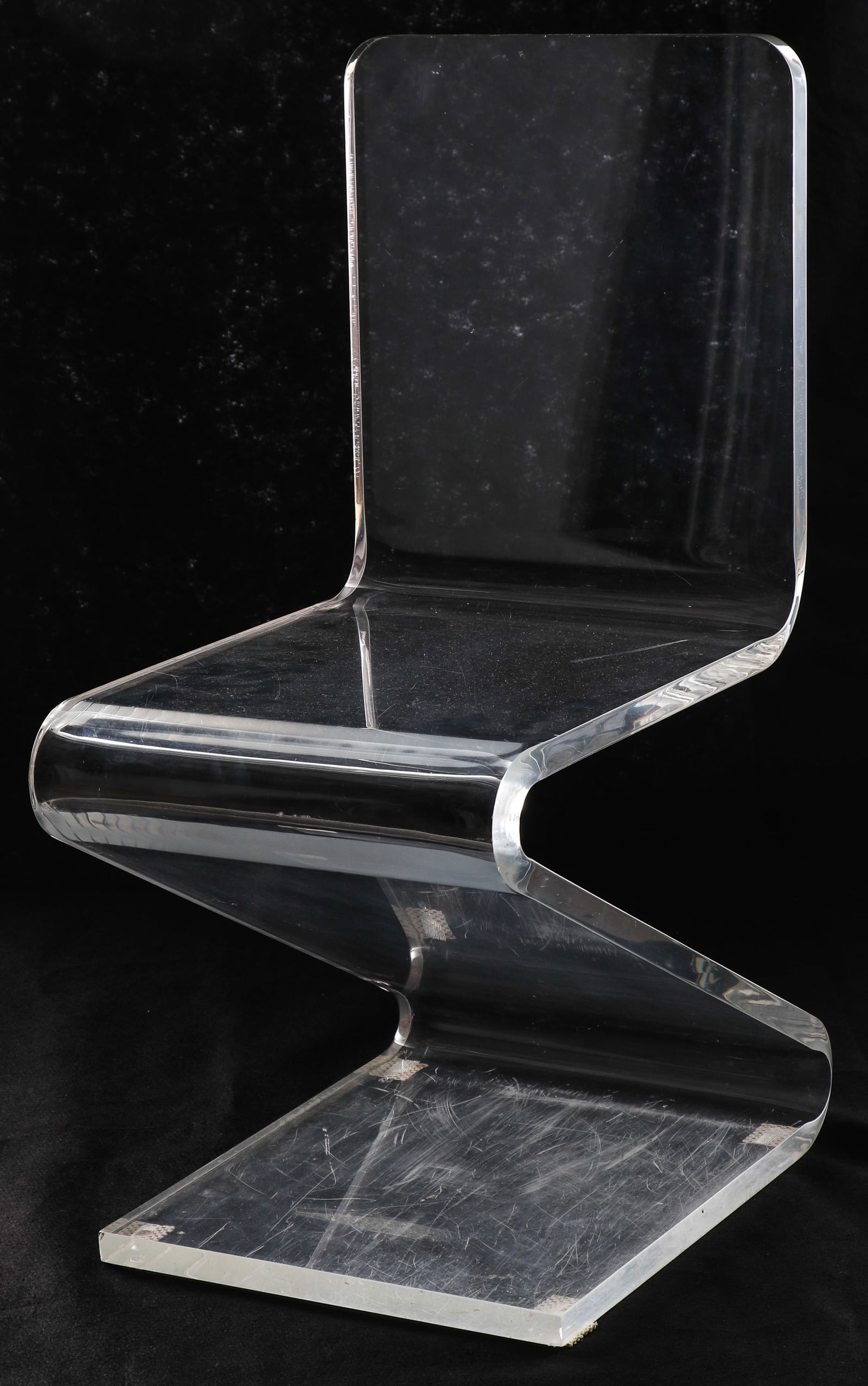 Heavy Vintage Modern Zigzag Lucite Slab Chair (1 of 5)