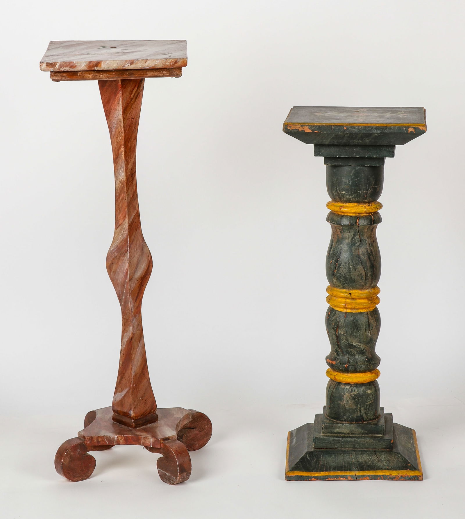 (2) Antique Paint Decorated Wooden Plant Stands (1 of 3)