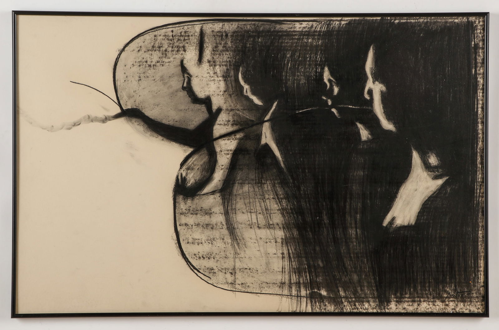 Jorge Santos Marcos (Cuban/Palm Beach, Florida, 20th c.) Charcoal Portrait Drawing (1 of 3)