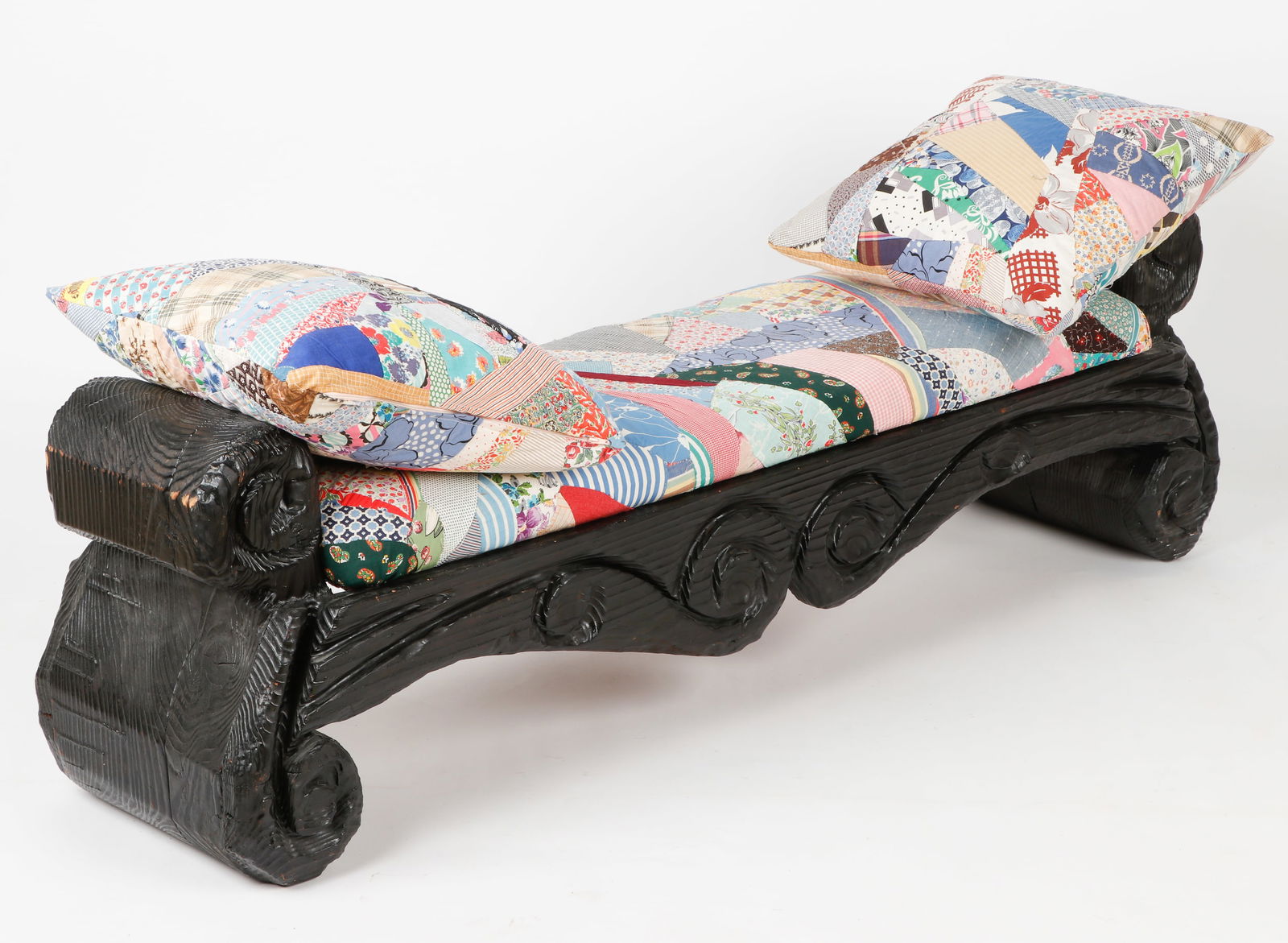 Carved Wood Country Farmhouse Bench (1 of 3)