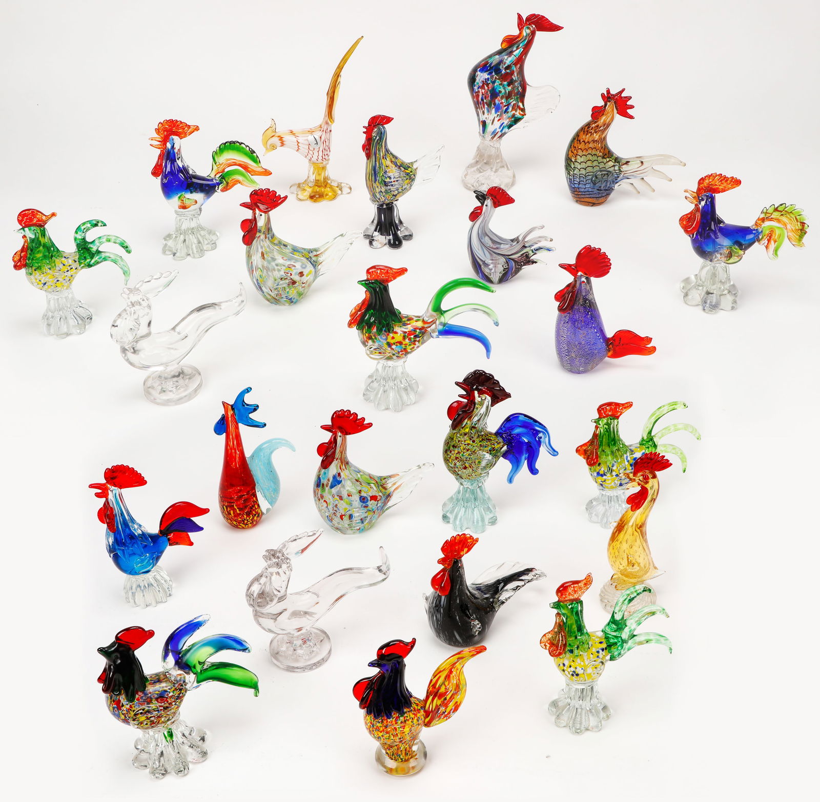 Collection of (22) Glass Roosters (1 of 5)