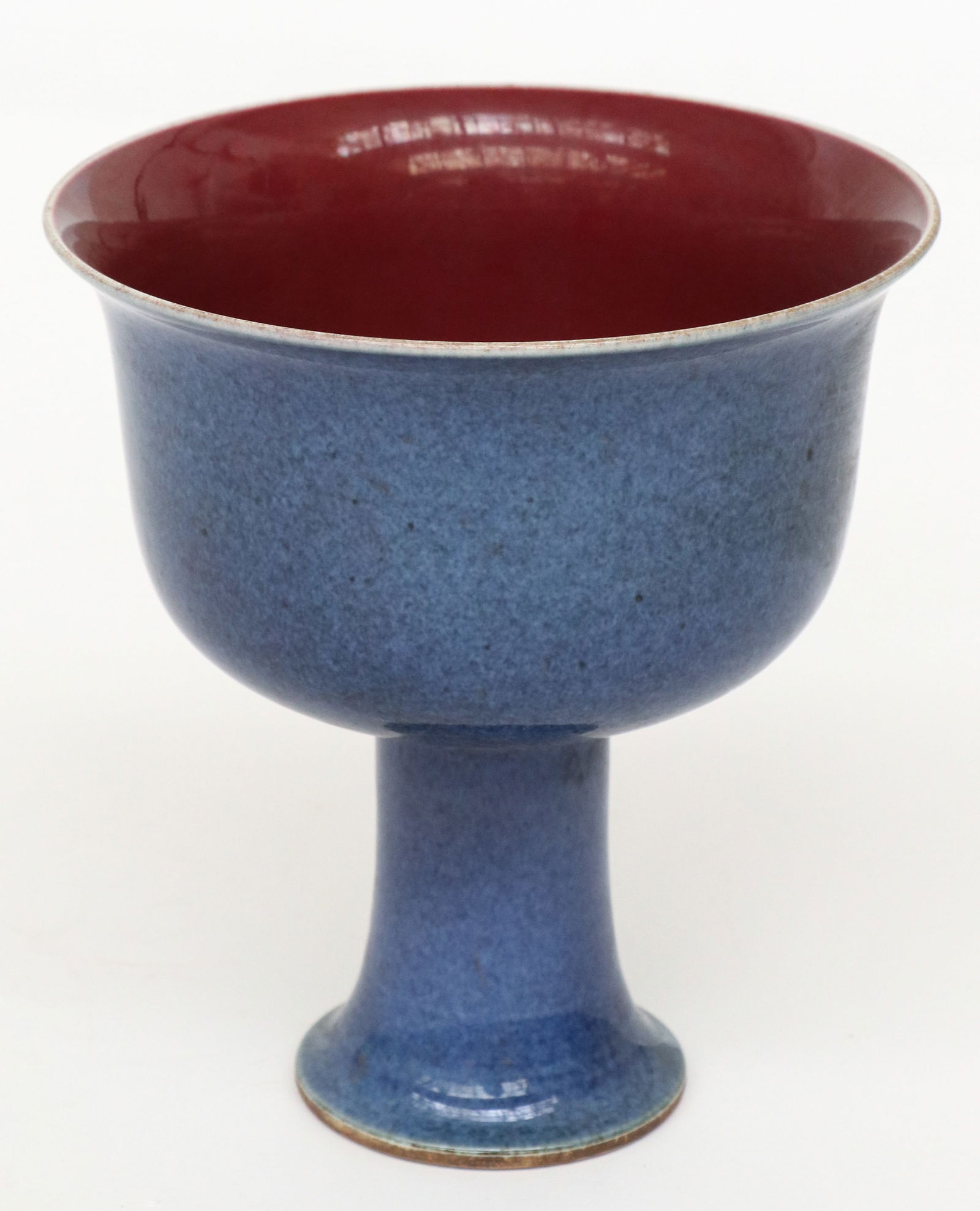 Chinese Blue and Red Glaze Porcelain Stem Cup (1 of 5)