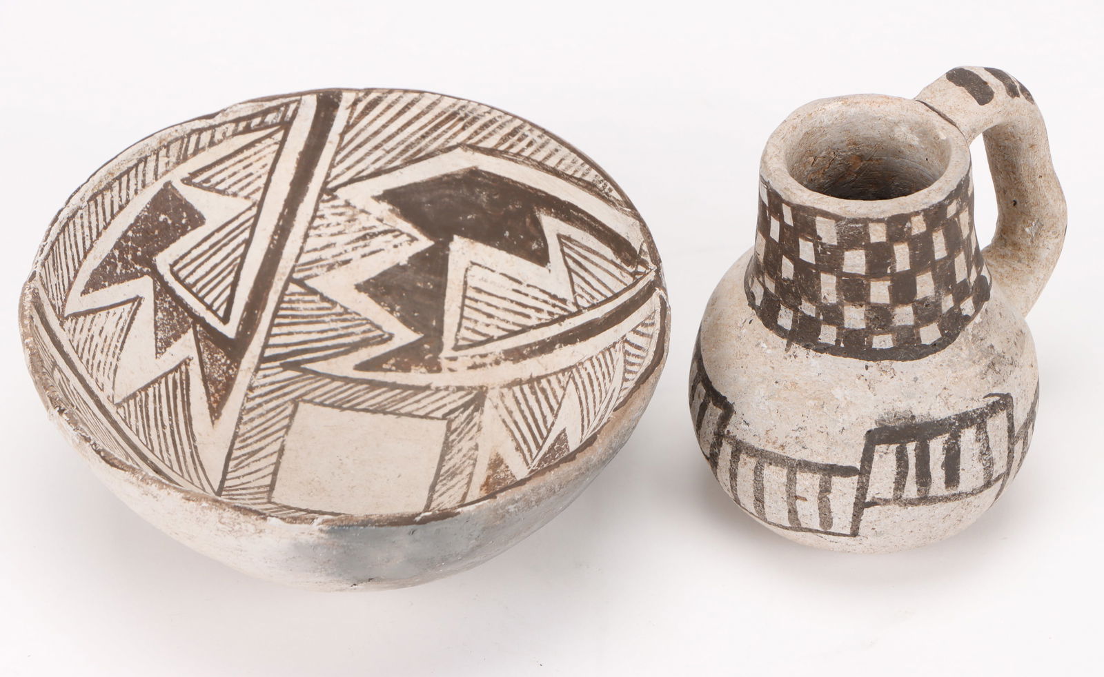 Native American Anasazi Pottery Bowl And Pitcher Auction