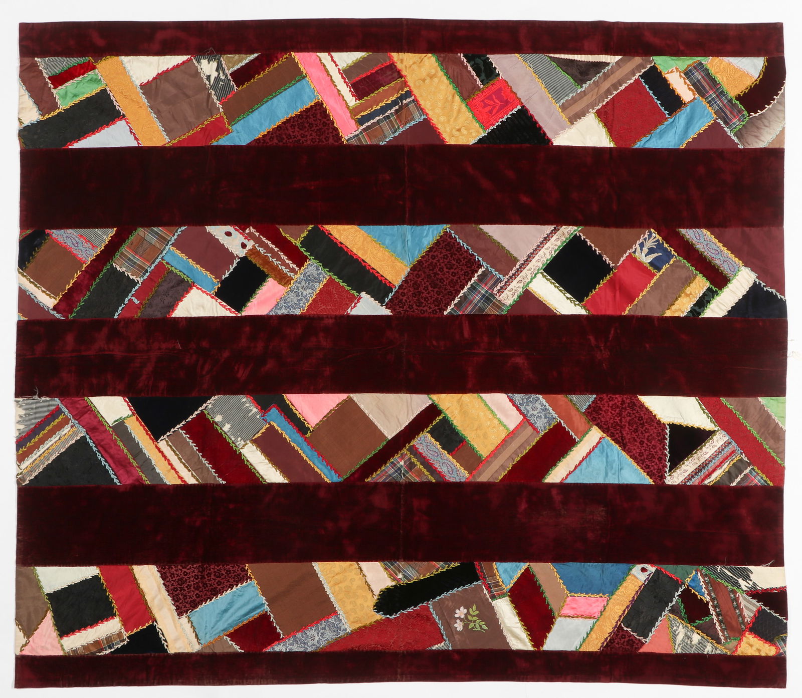 Victorian Crazy Quilt in Bars, C. 1880-1890 (1 of 4)