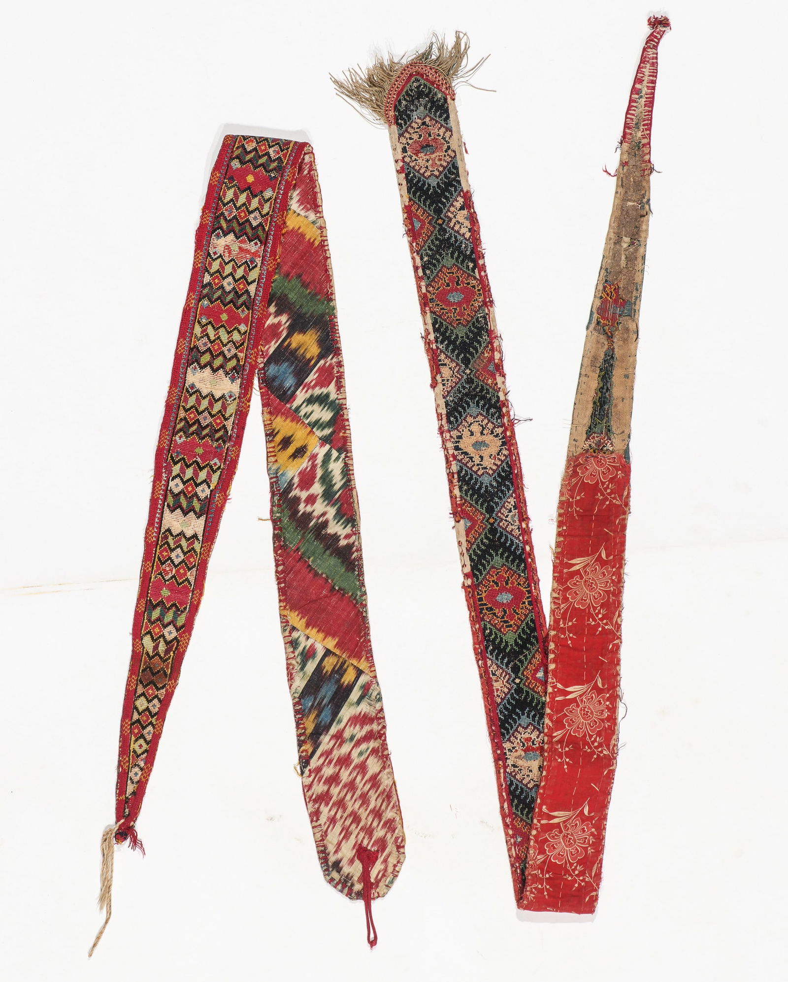 2 Central Asian Uzbek Silk Petit Point Belts, 19th C. (1 of 4)